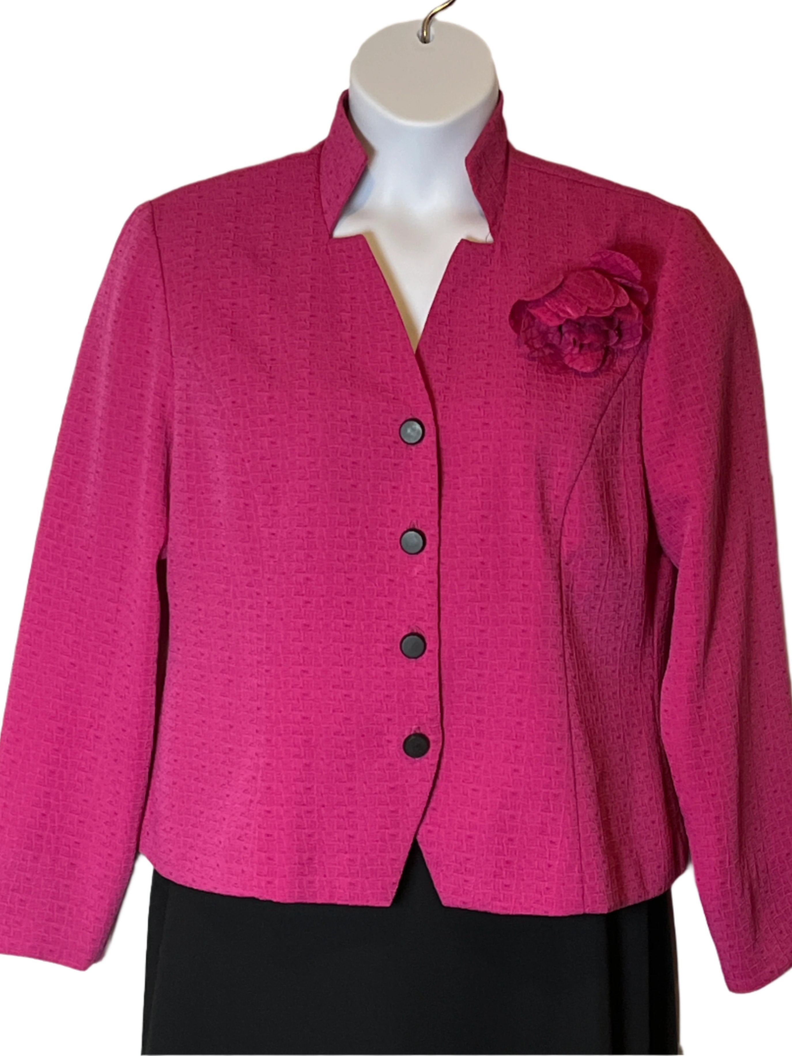 Positive Attitude-Pink Blazer and Black Skirt Ensemble