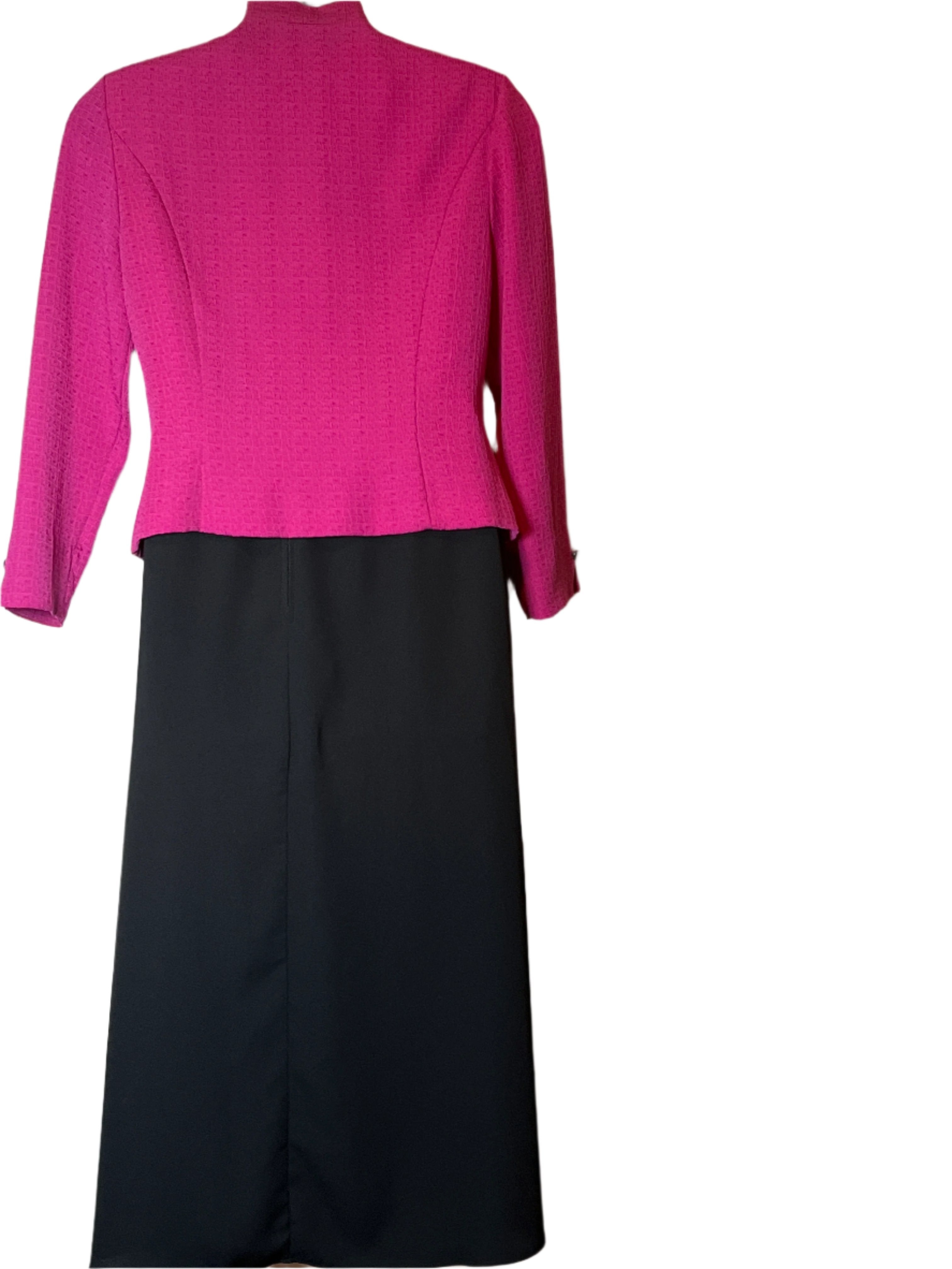 Positive Attitude-Pink Blazer and Black Skirt Ensemble
