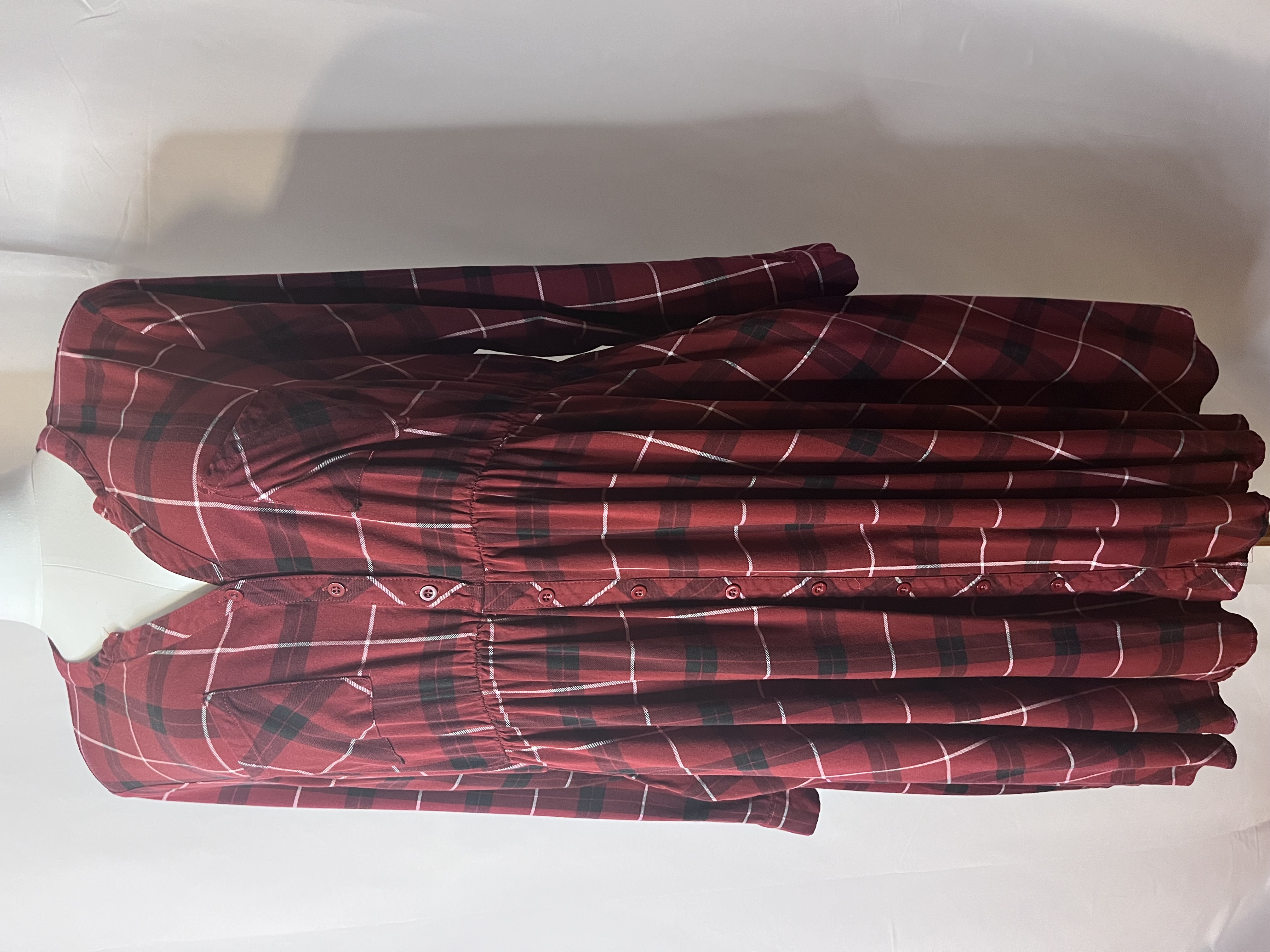 (SOLD)Torrid-Red Plaid Button-Down Dress