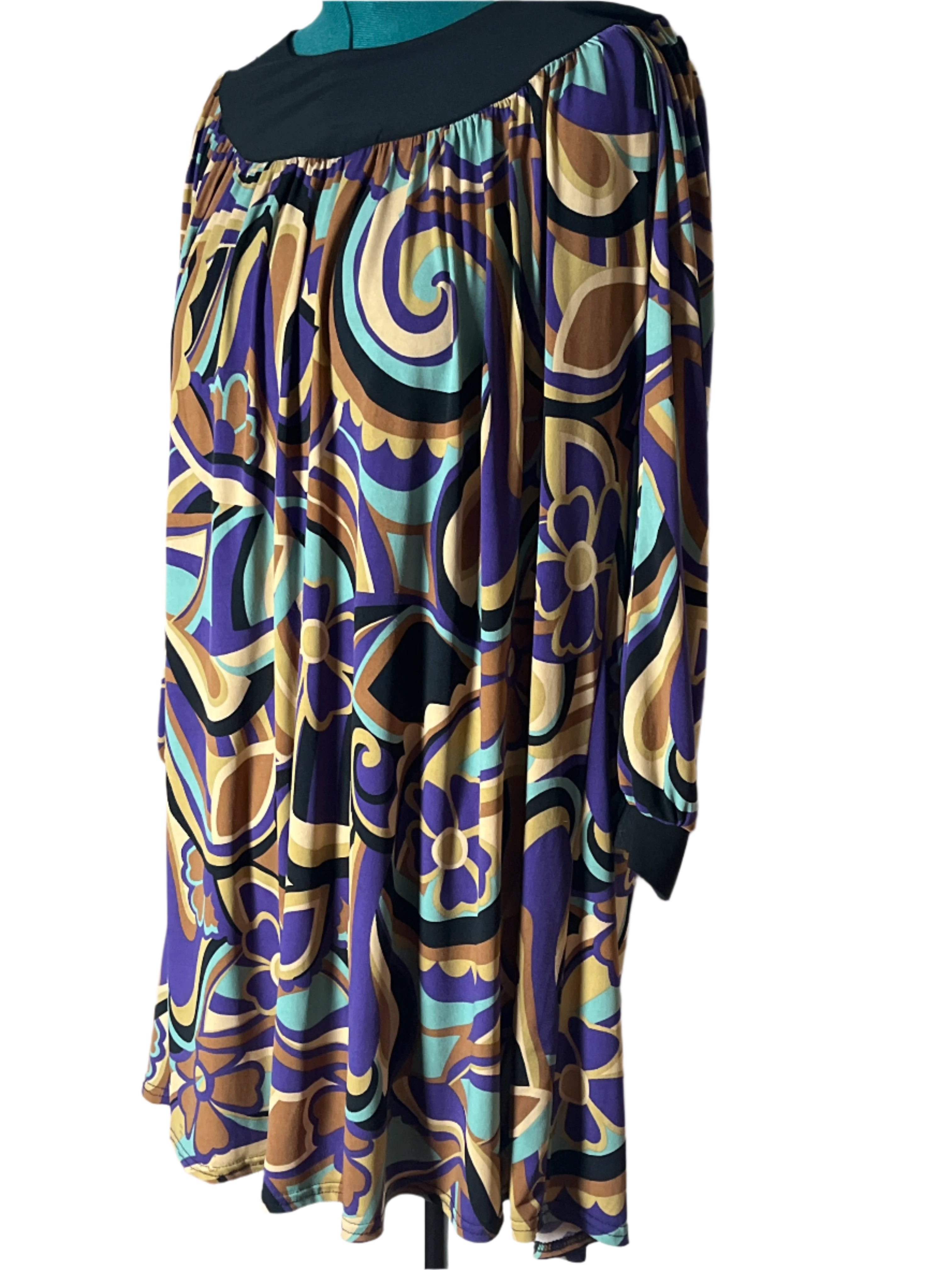Tiana B -Vintage Patterned Dress (Large)