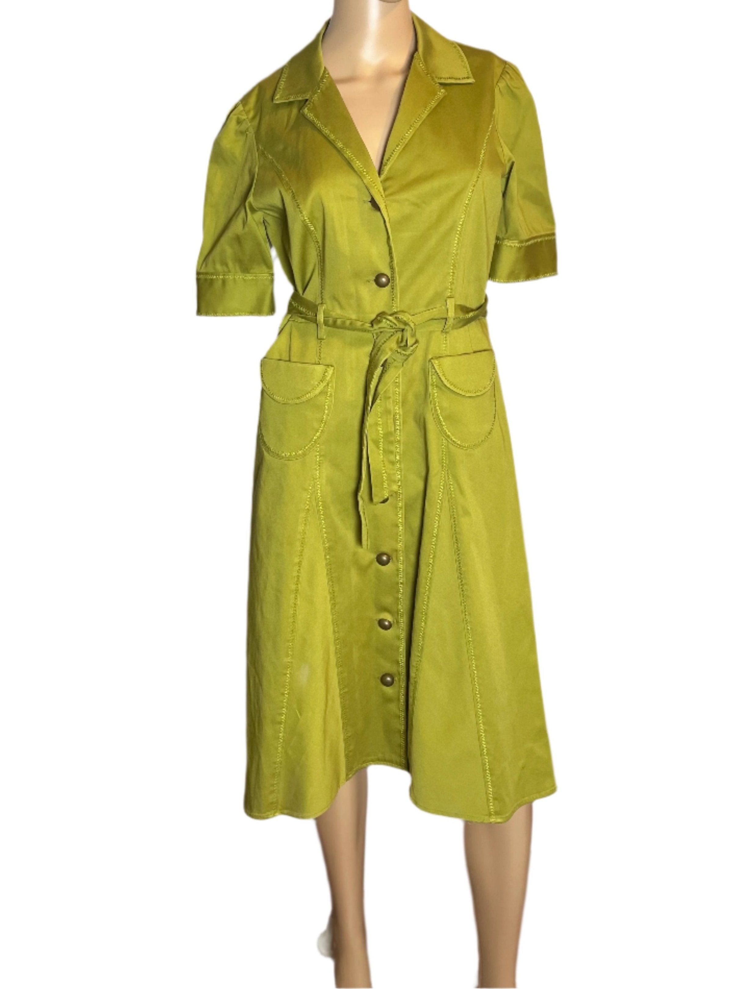 Olive Green Button-Up Dress (size 6)