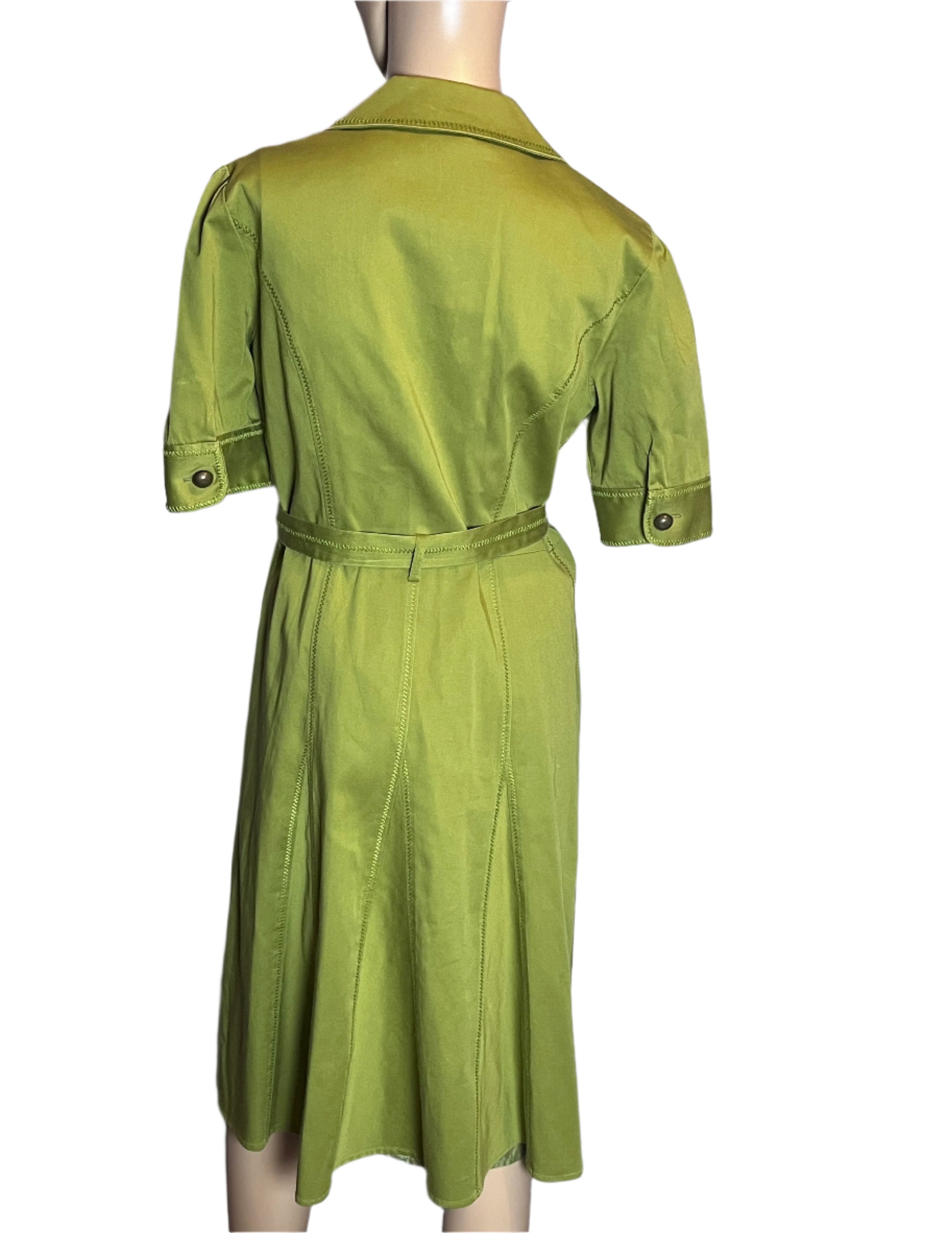 Olive Green Button-Up Dress (size 6)