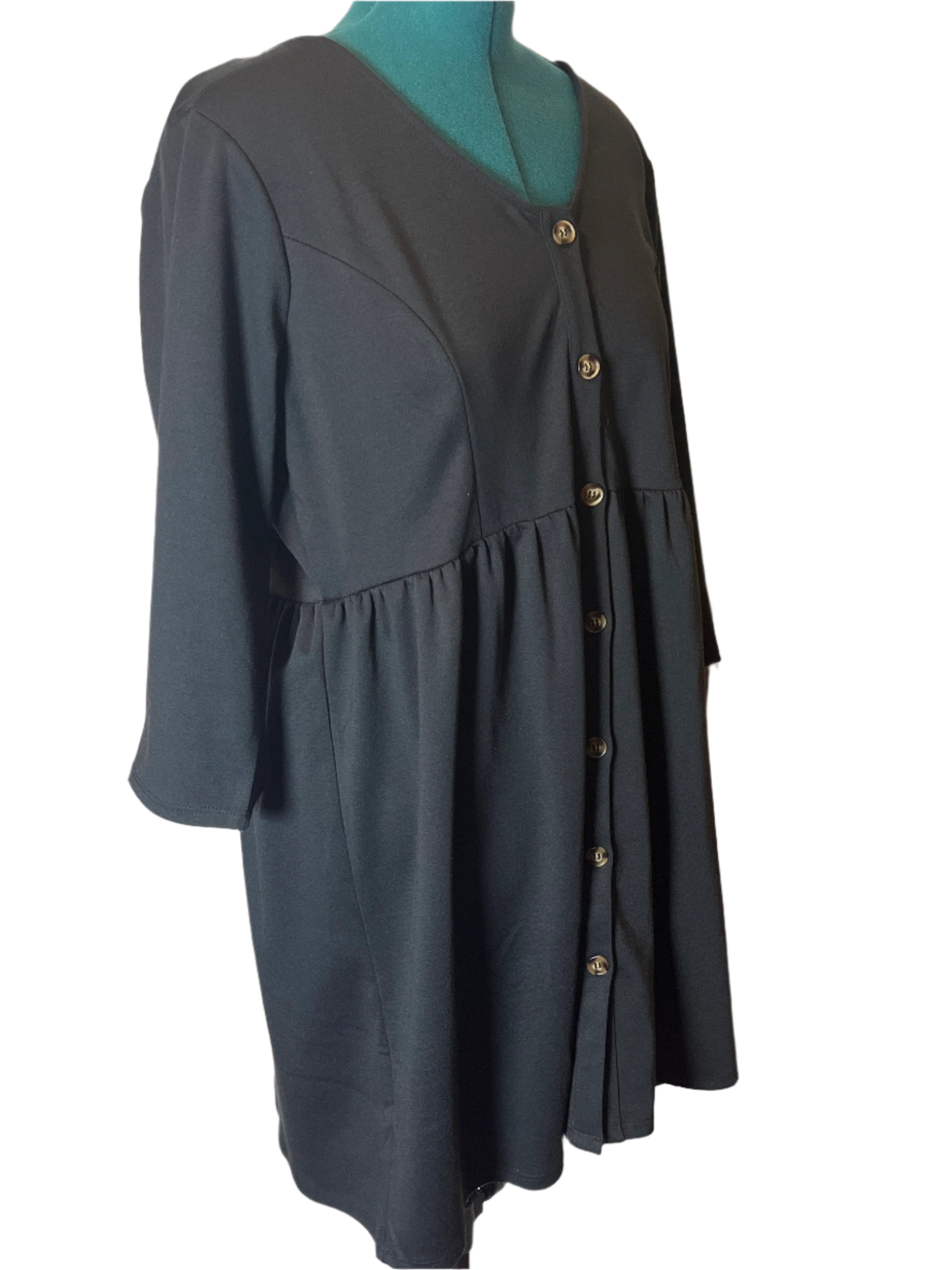 NY Collection -Black Button-Down Dress (size 2x)