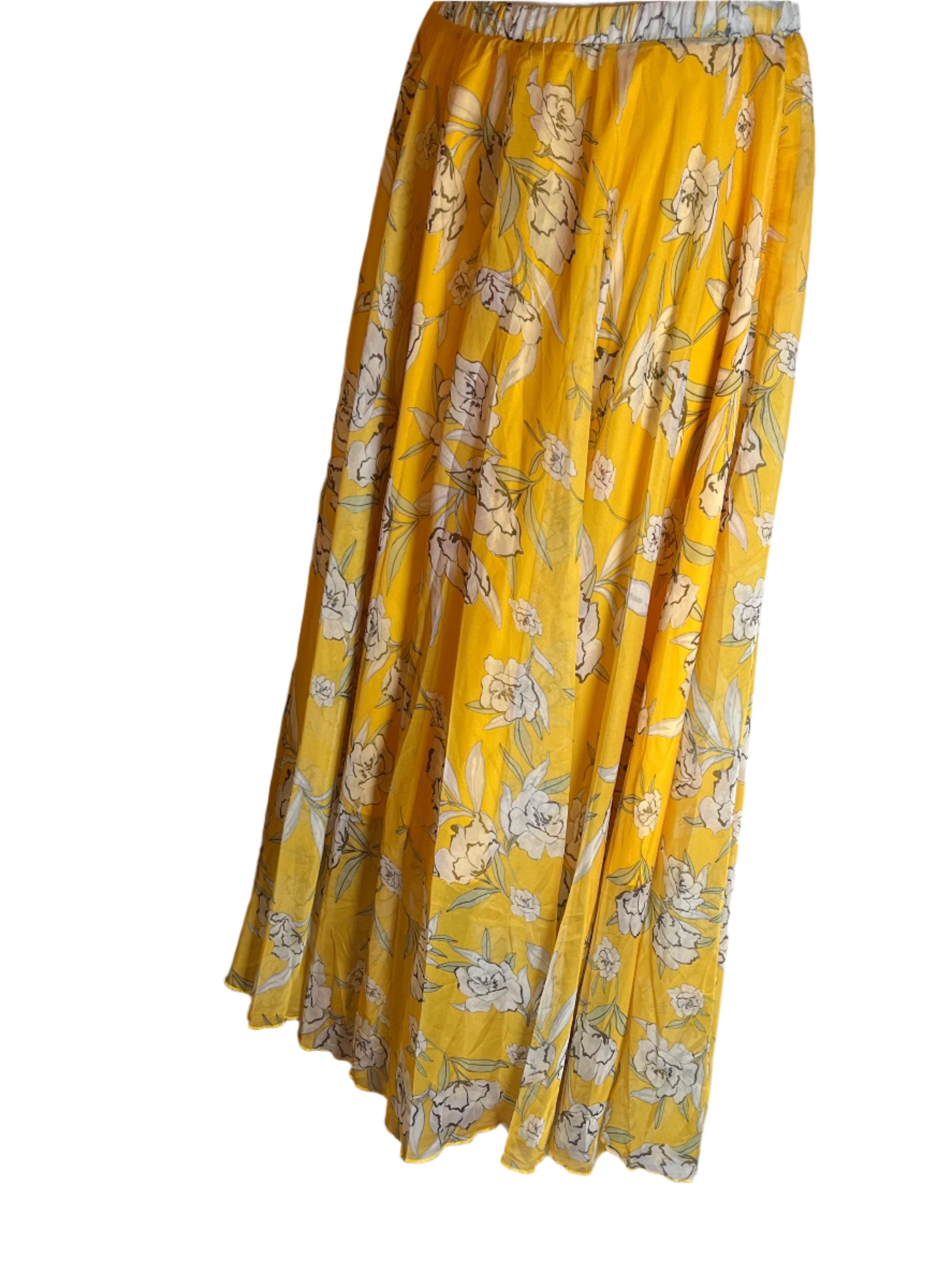 New with Tag Chic -Floral Yellow Maxi Skirt (XL/XXL)