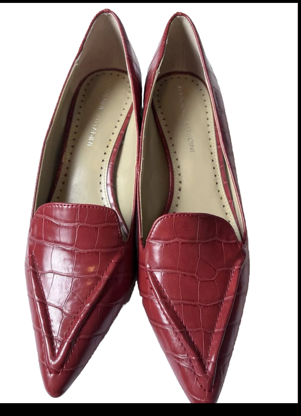Red crocodile embossed leather loafers (size 8)