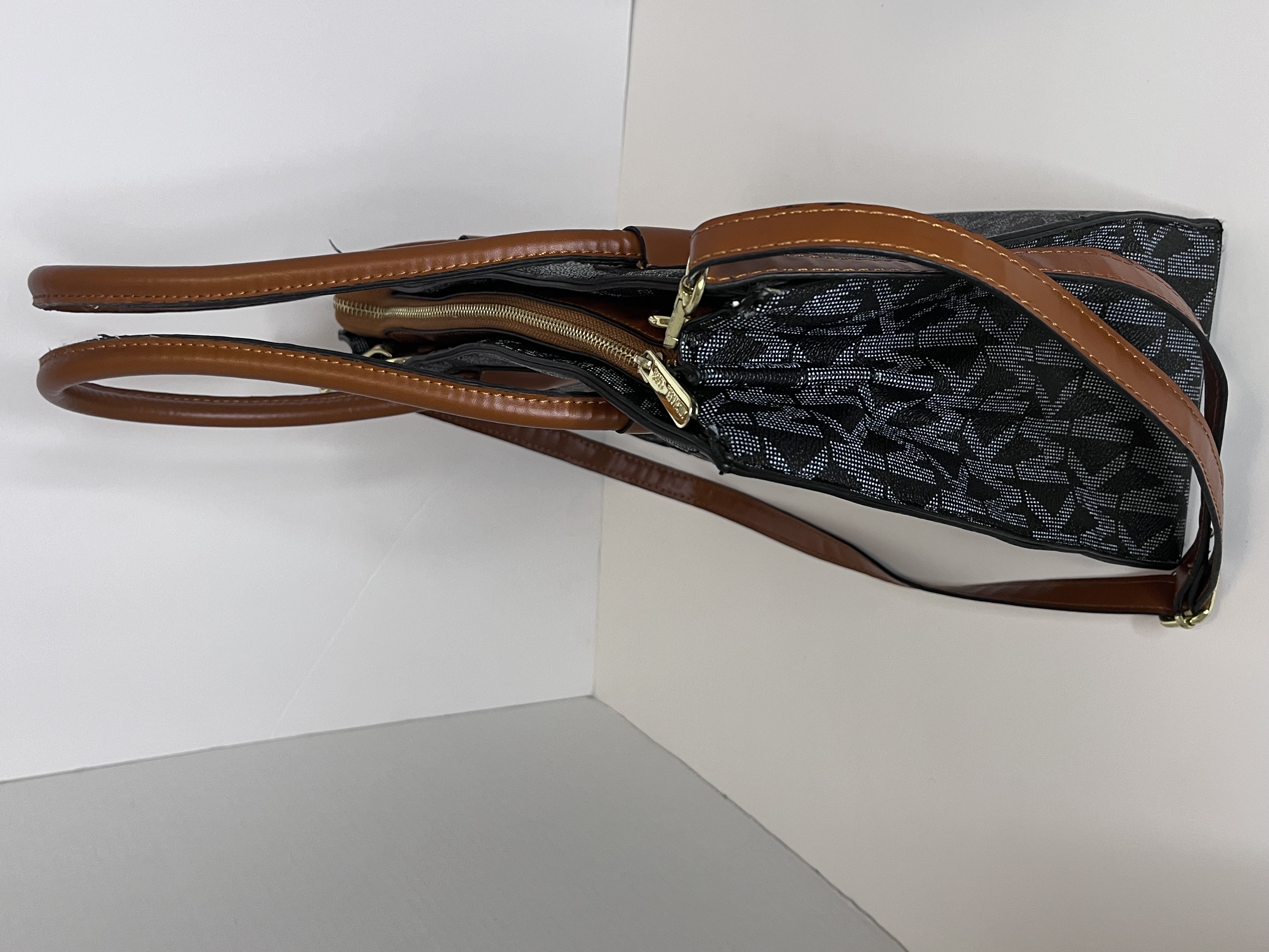 Blue and Brown Handle Handbag