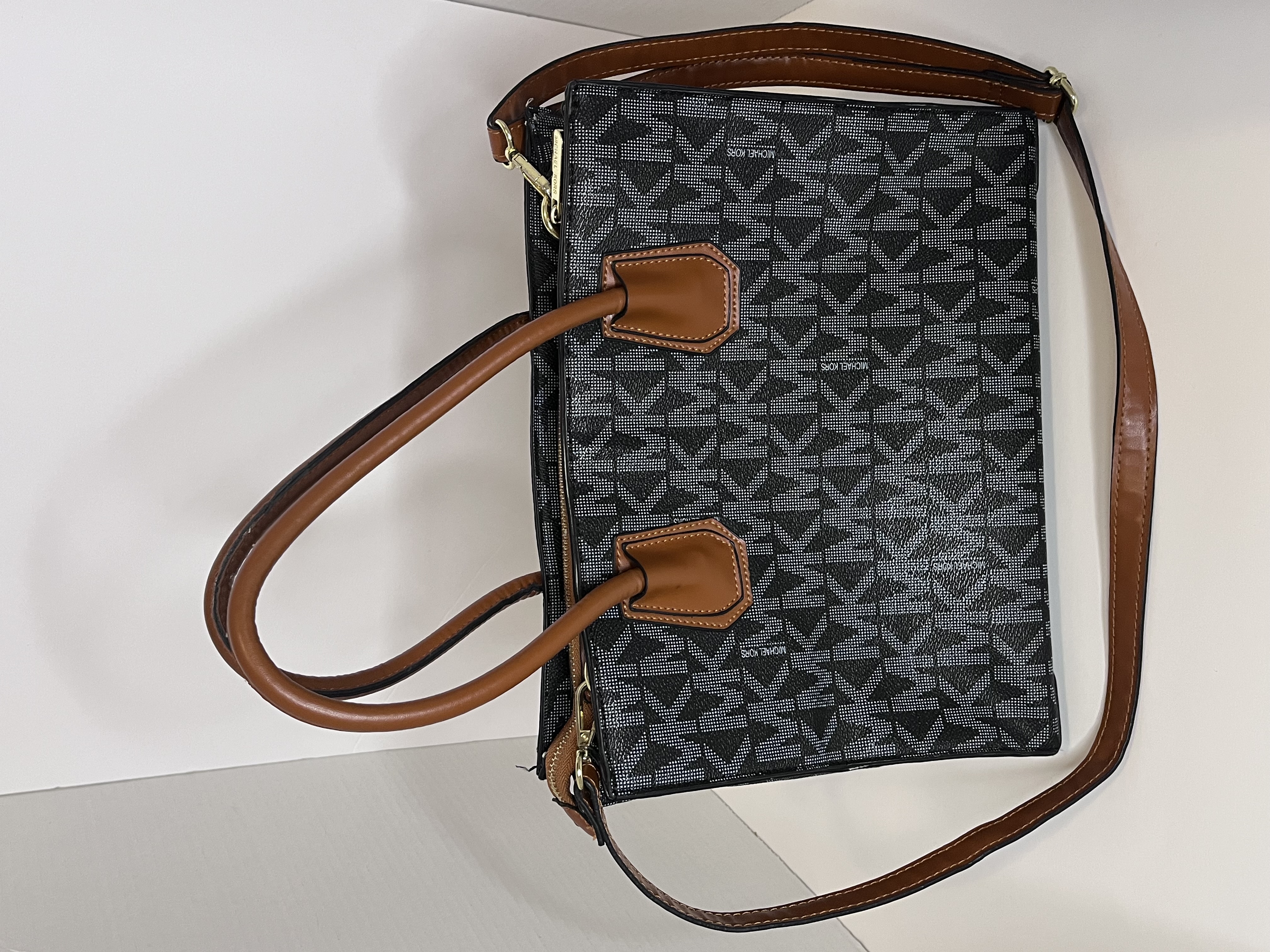 Blue and Brown Handle Handbag