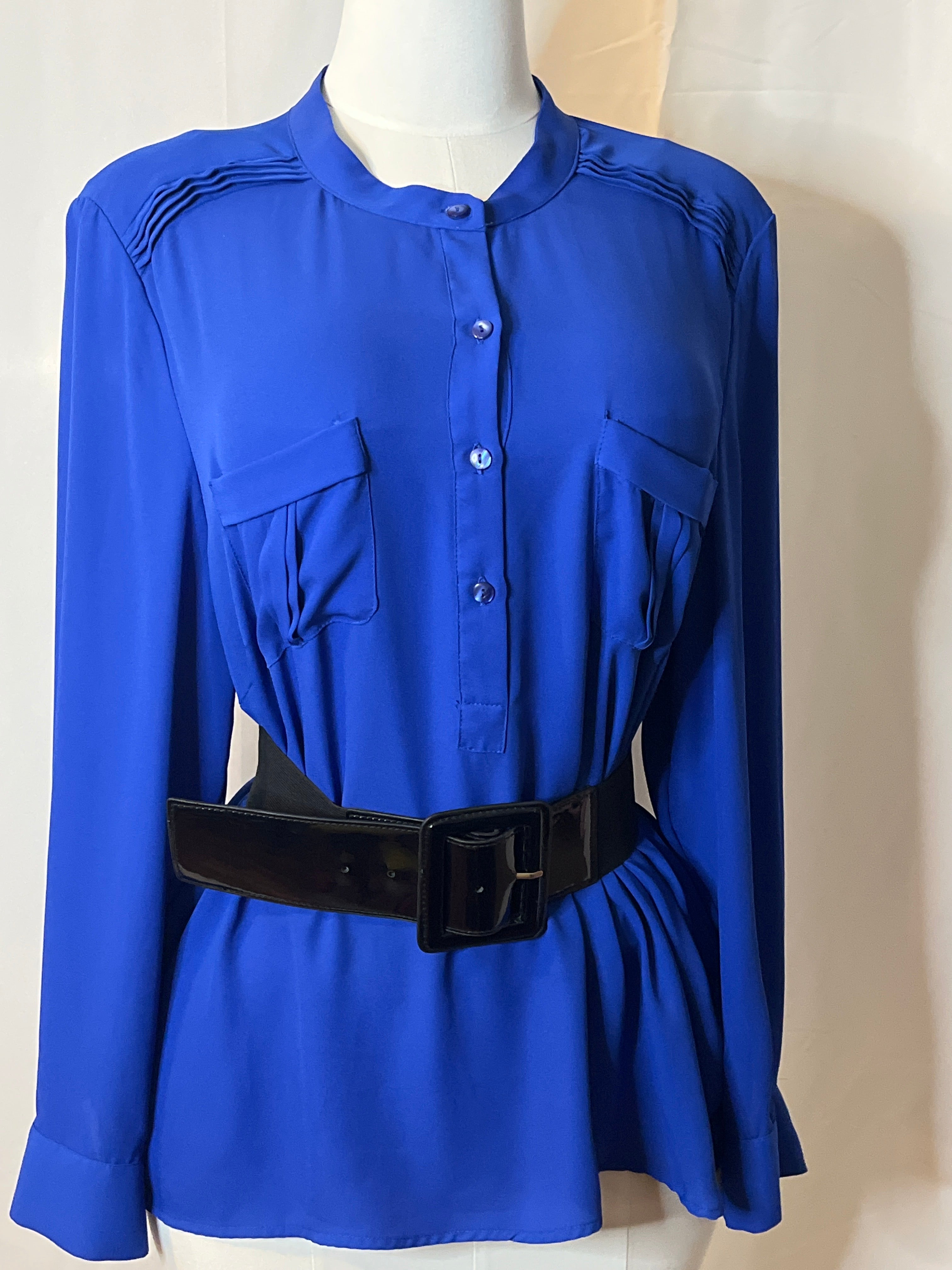 Dahlia-Blue Button-Up Shirt (size 2x)