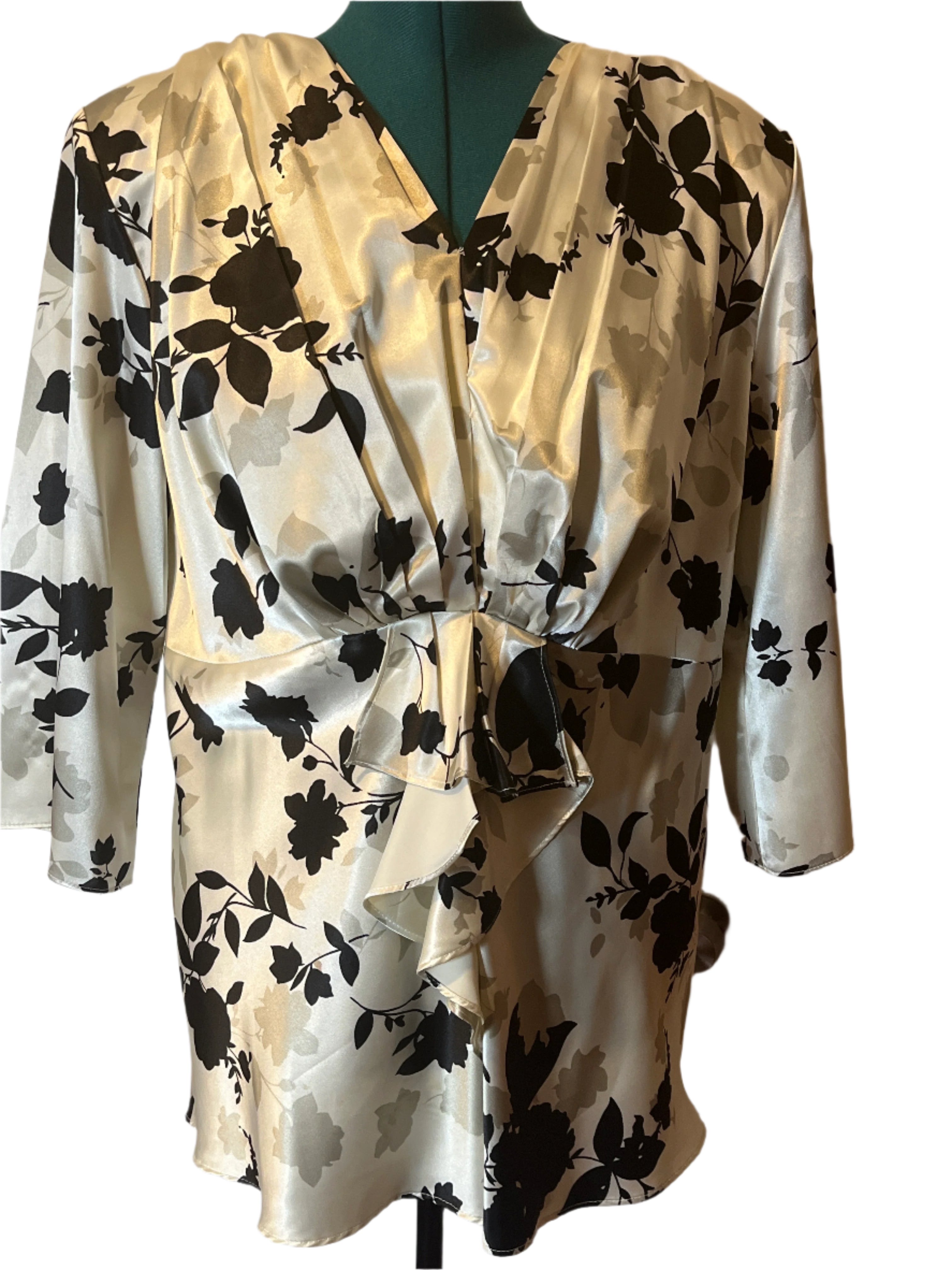 Dress Barn-Women's Floral Satin Blouse  (size 2x)