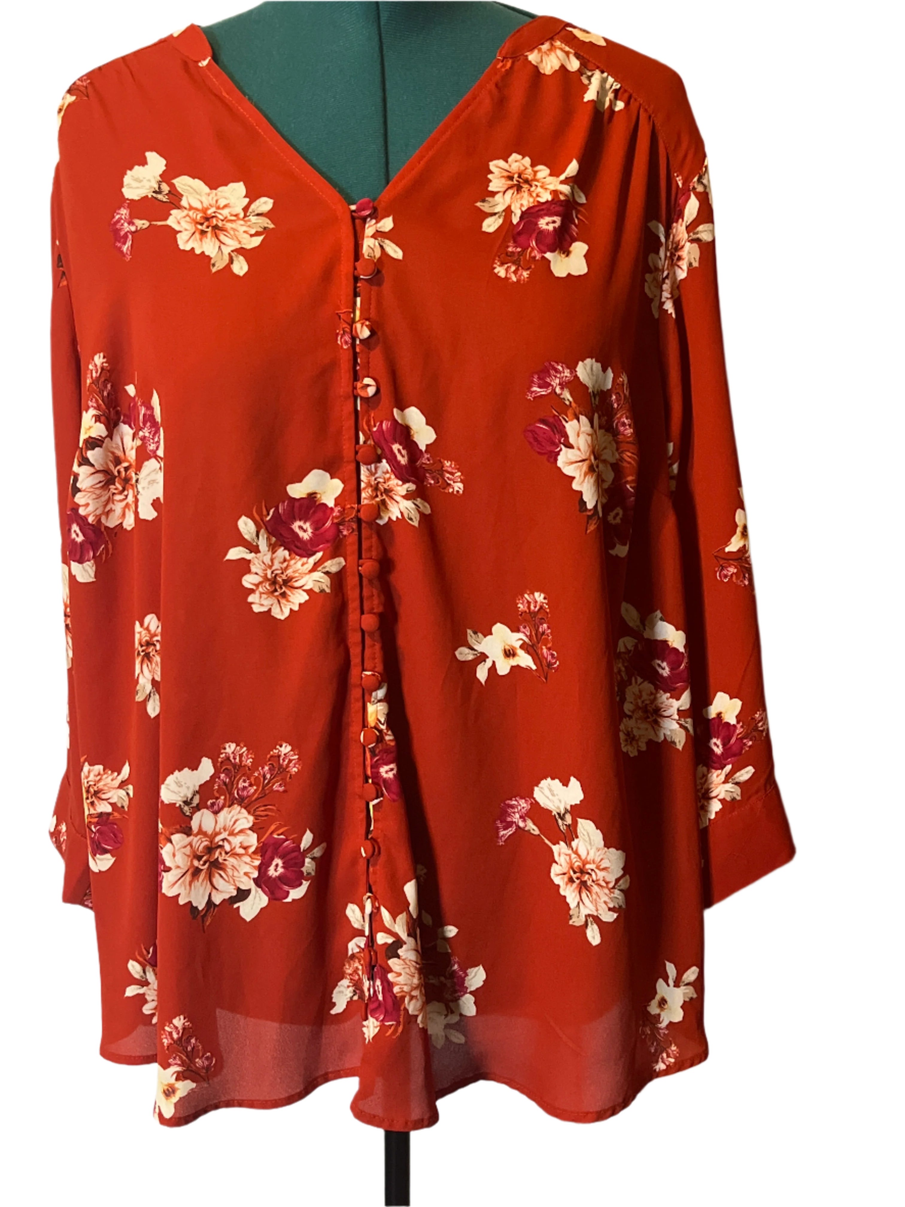 Torrid- Floral Button-Down Blouse (size 3x)