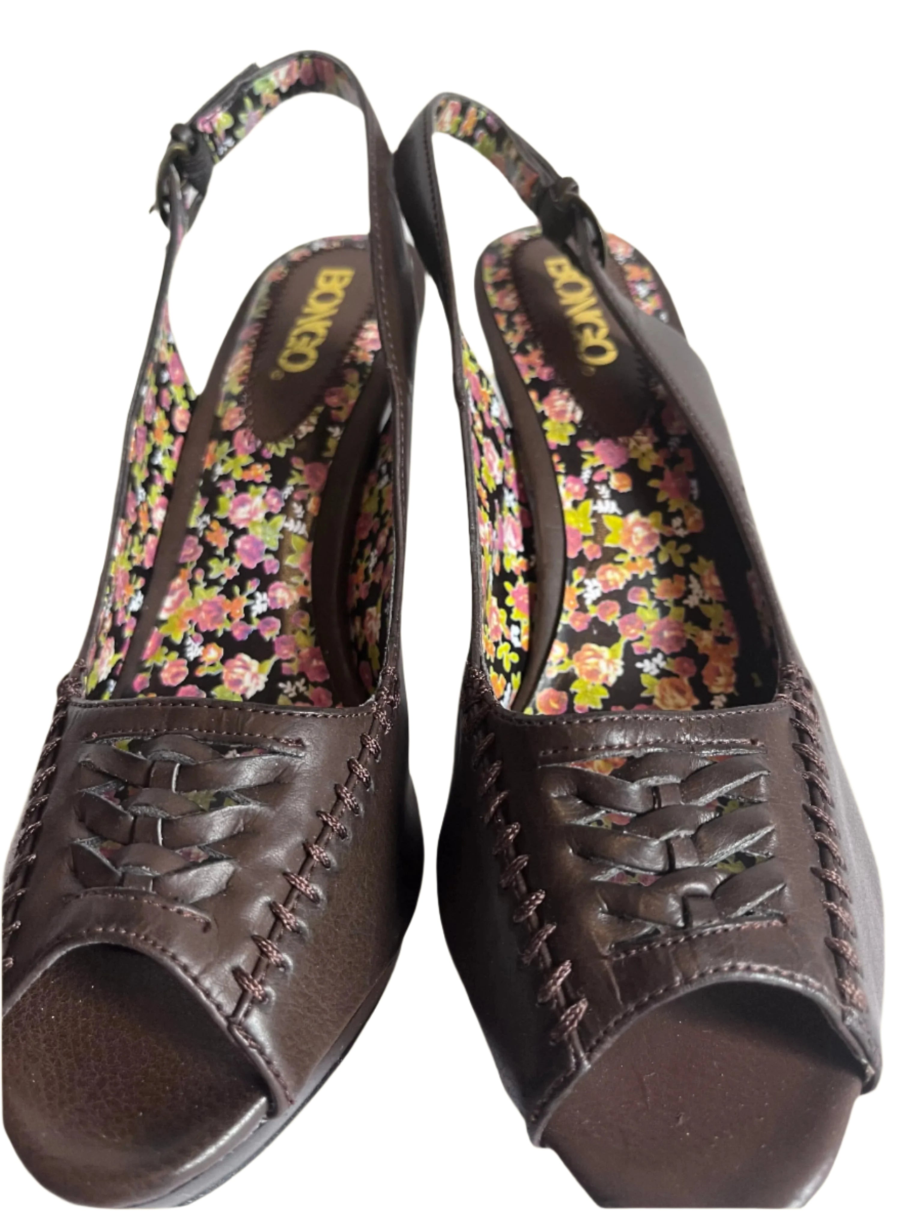 Bongo- Brown Open-toe Wedges