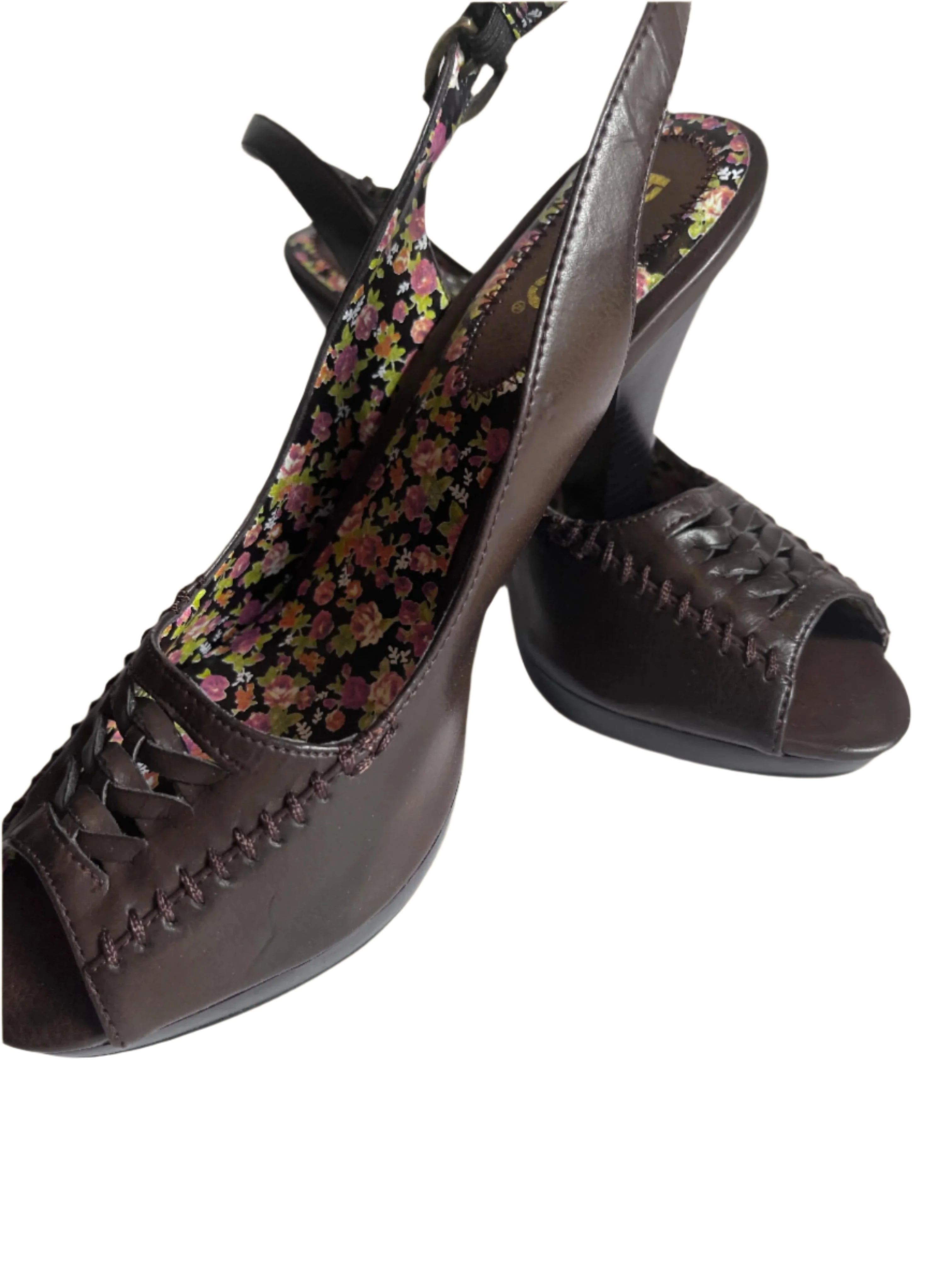 Bongo- Brown Open-toe Wedges