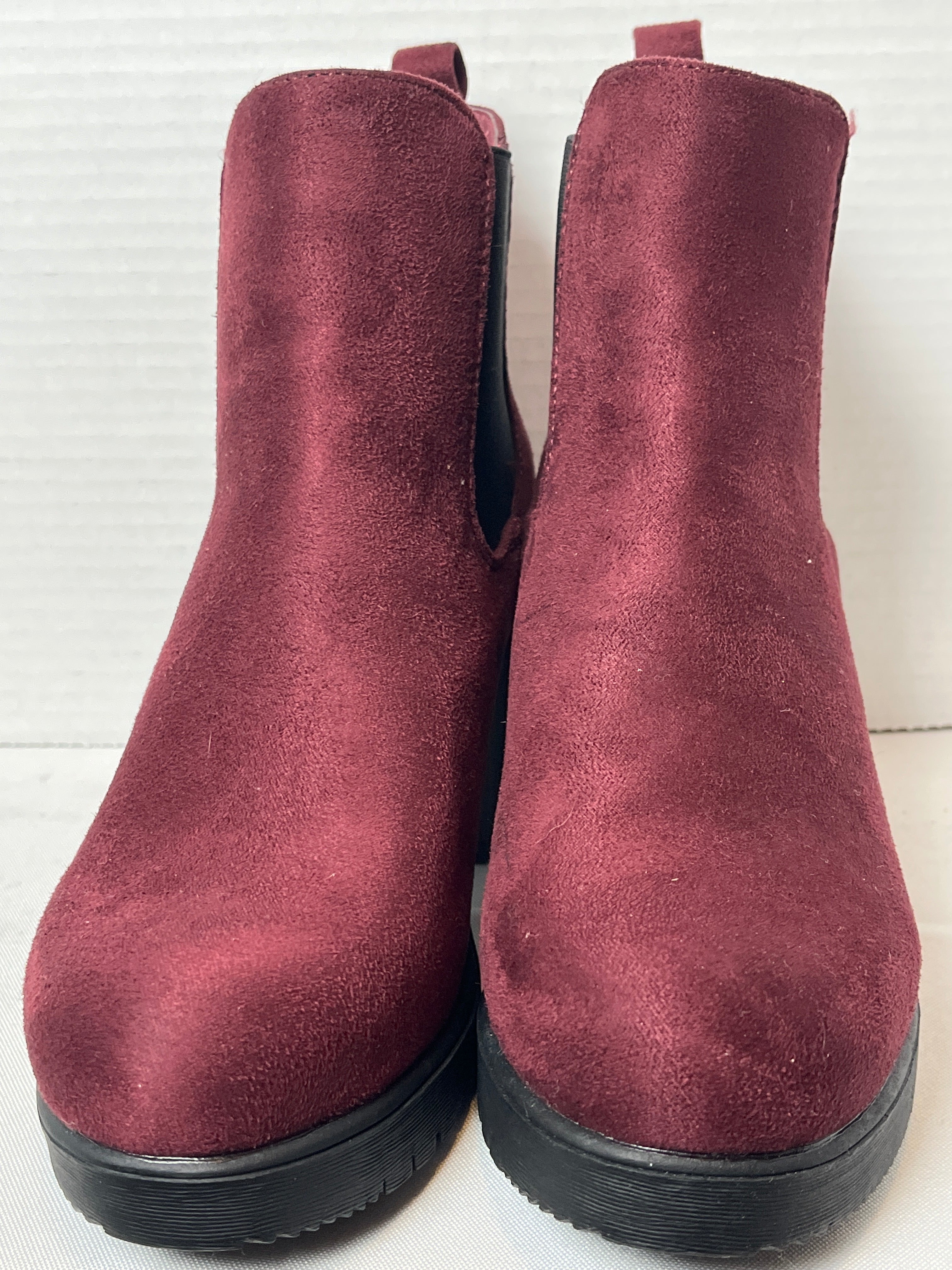 Dream Pairs-Maroon Suede Ankle Boots