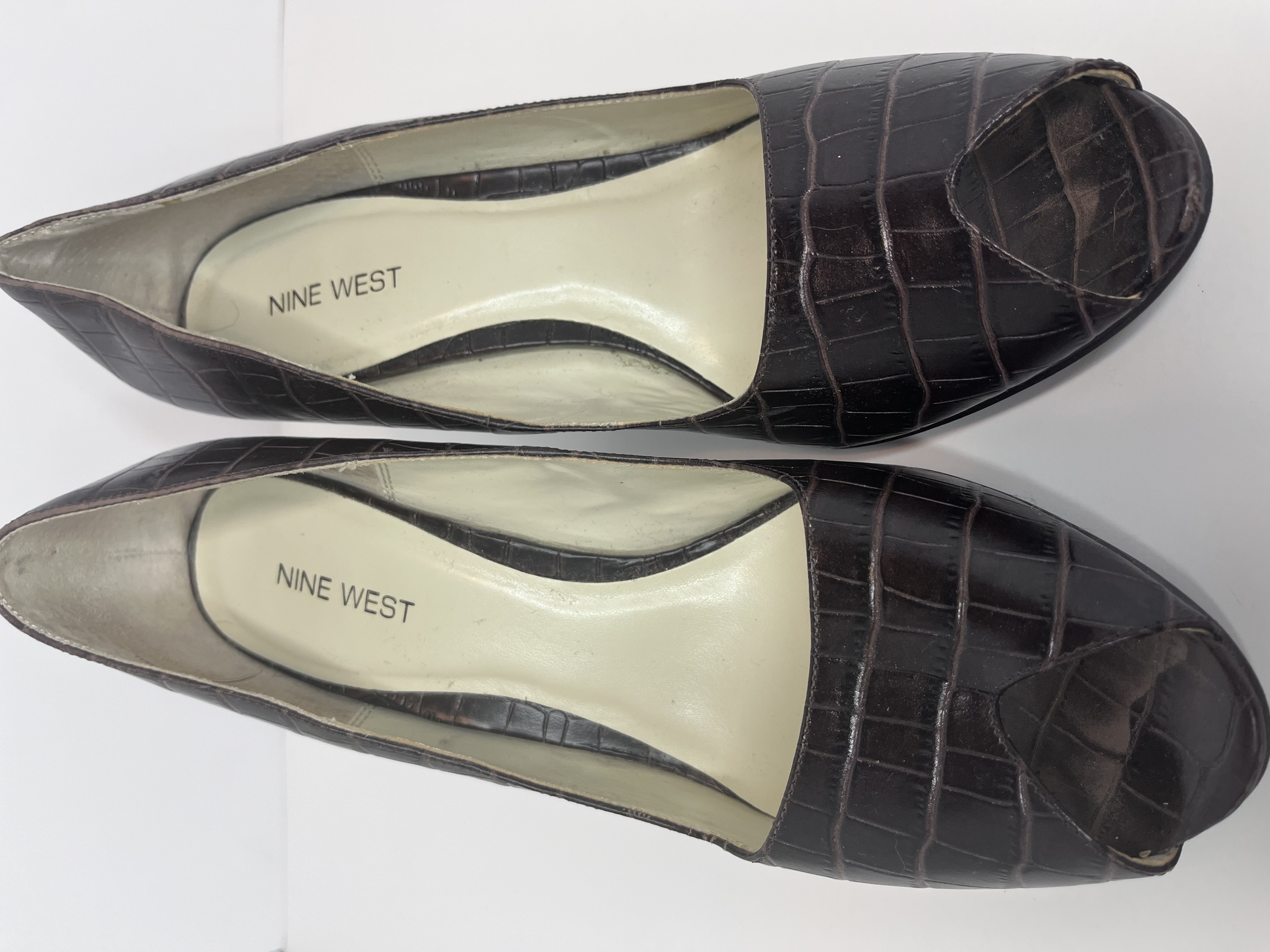 Brown Crocodile Styled Peep Toe heels  (9M)