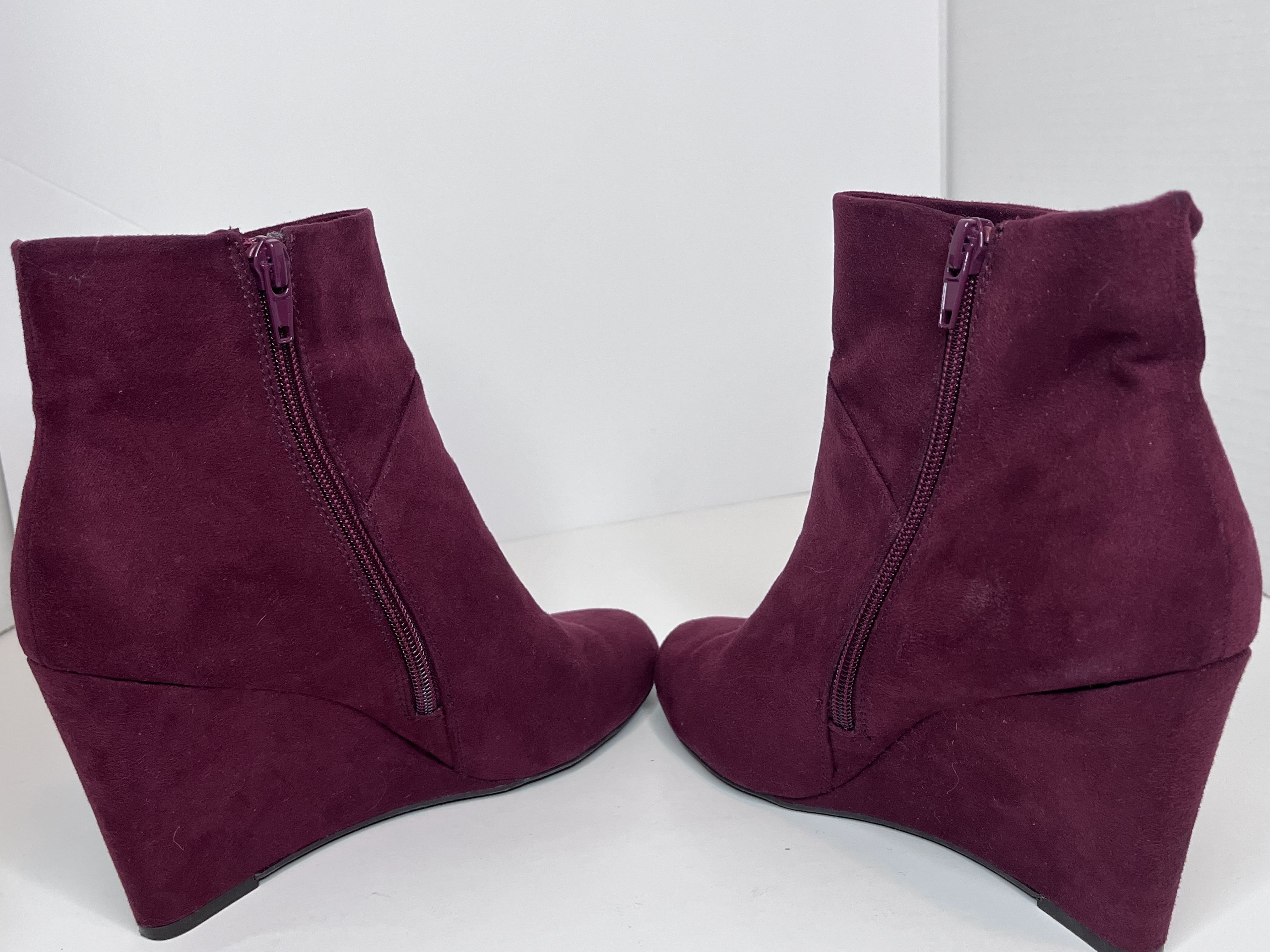 Burgundy Suede Ankle Boots (size 8)