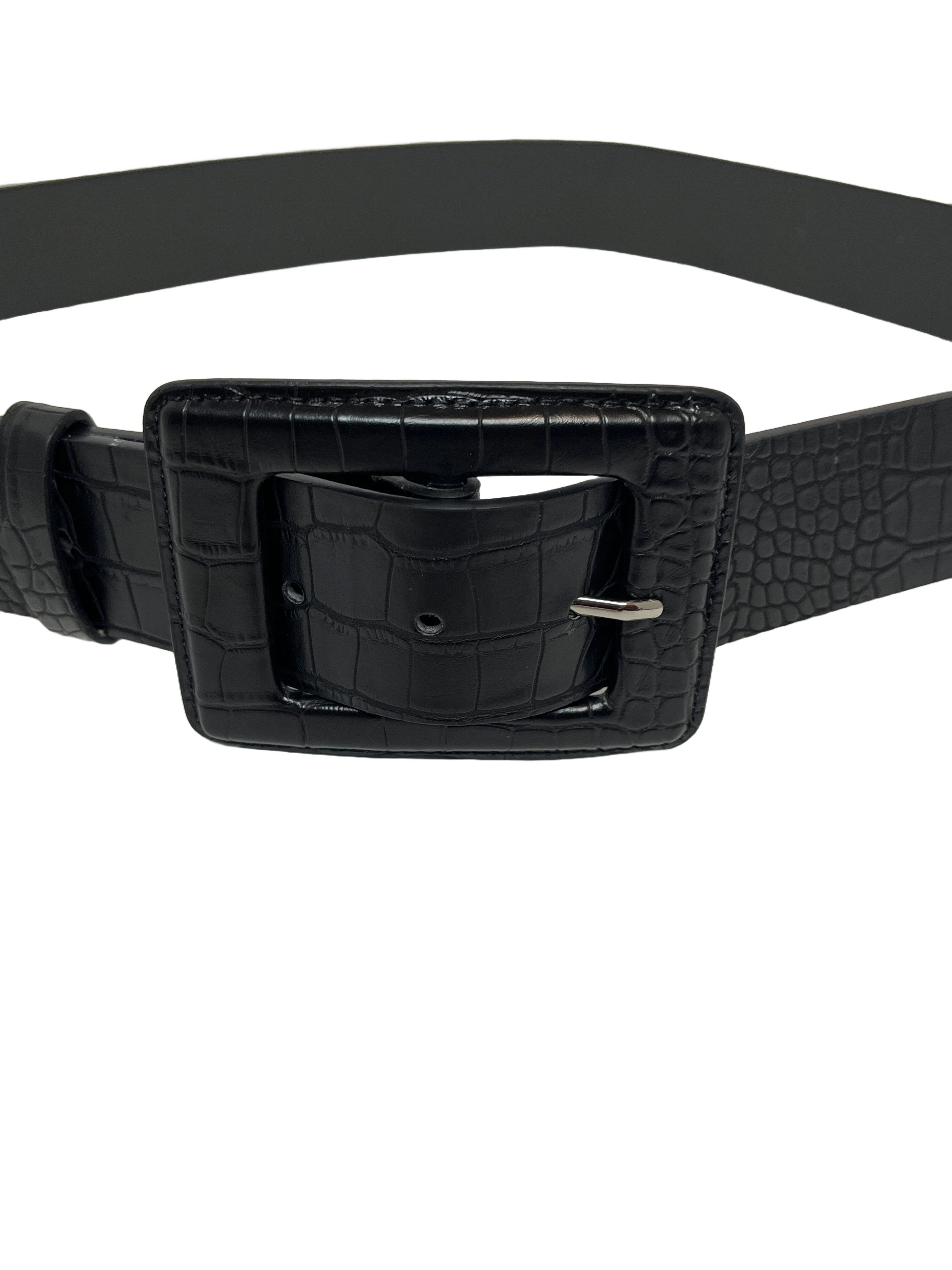 Black Croc-Pattern Belt
