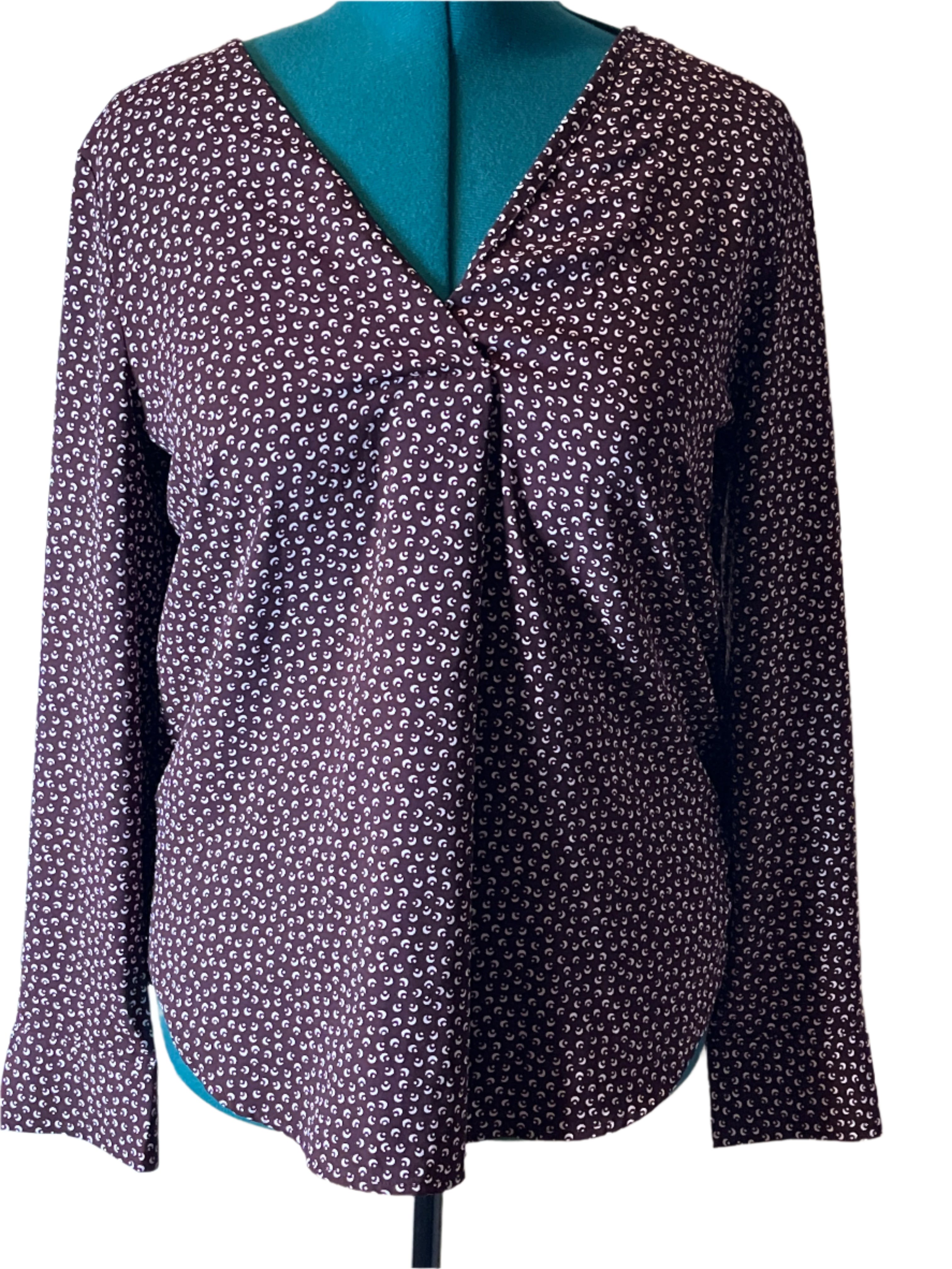Ladies' Floral V-Neck Blouse (L)