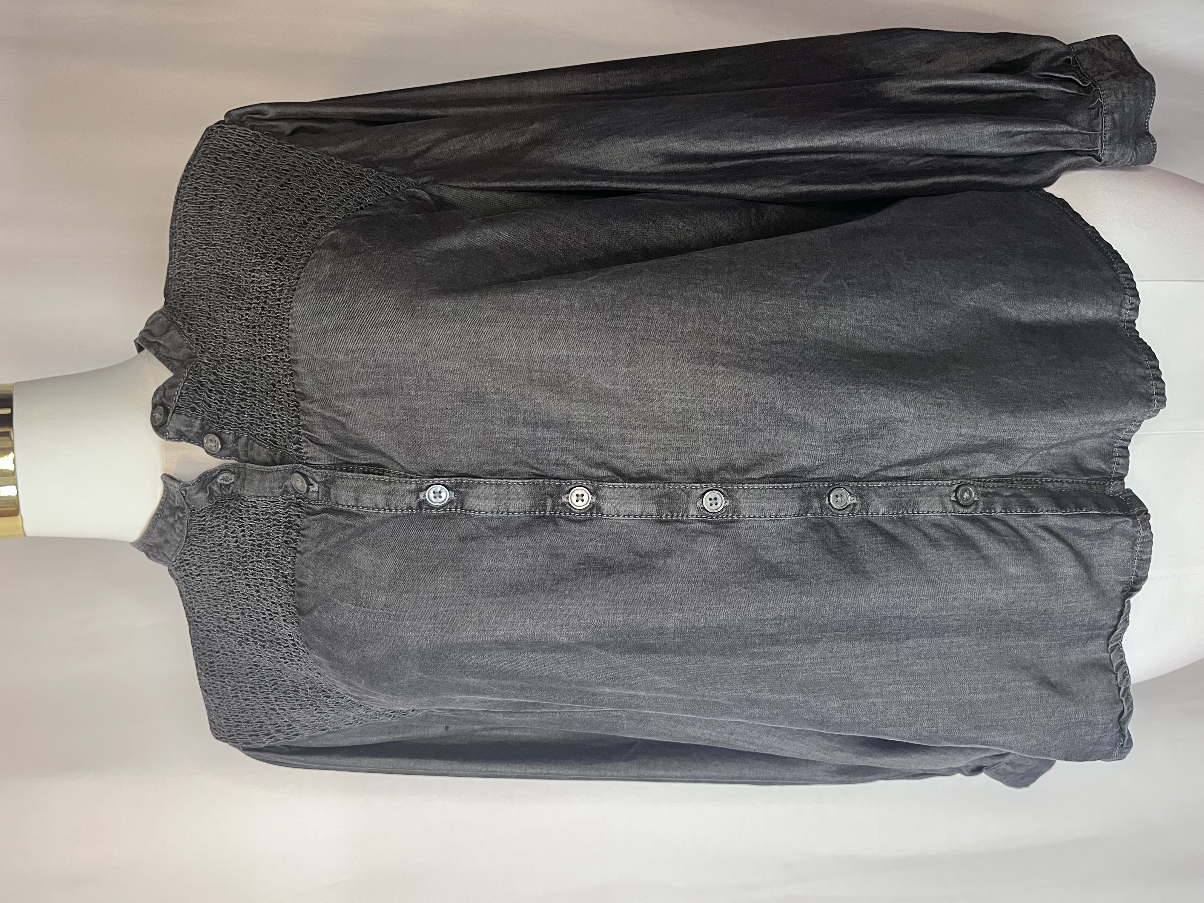 Time and Thru - Gray Long-Sleeve Button-Up Blouse