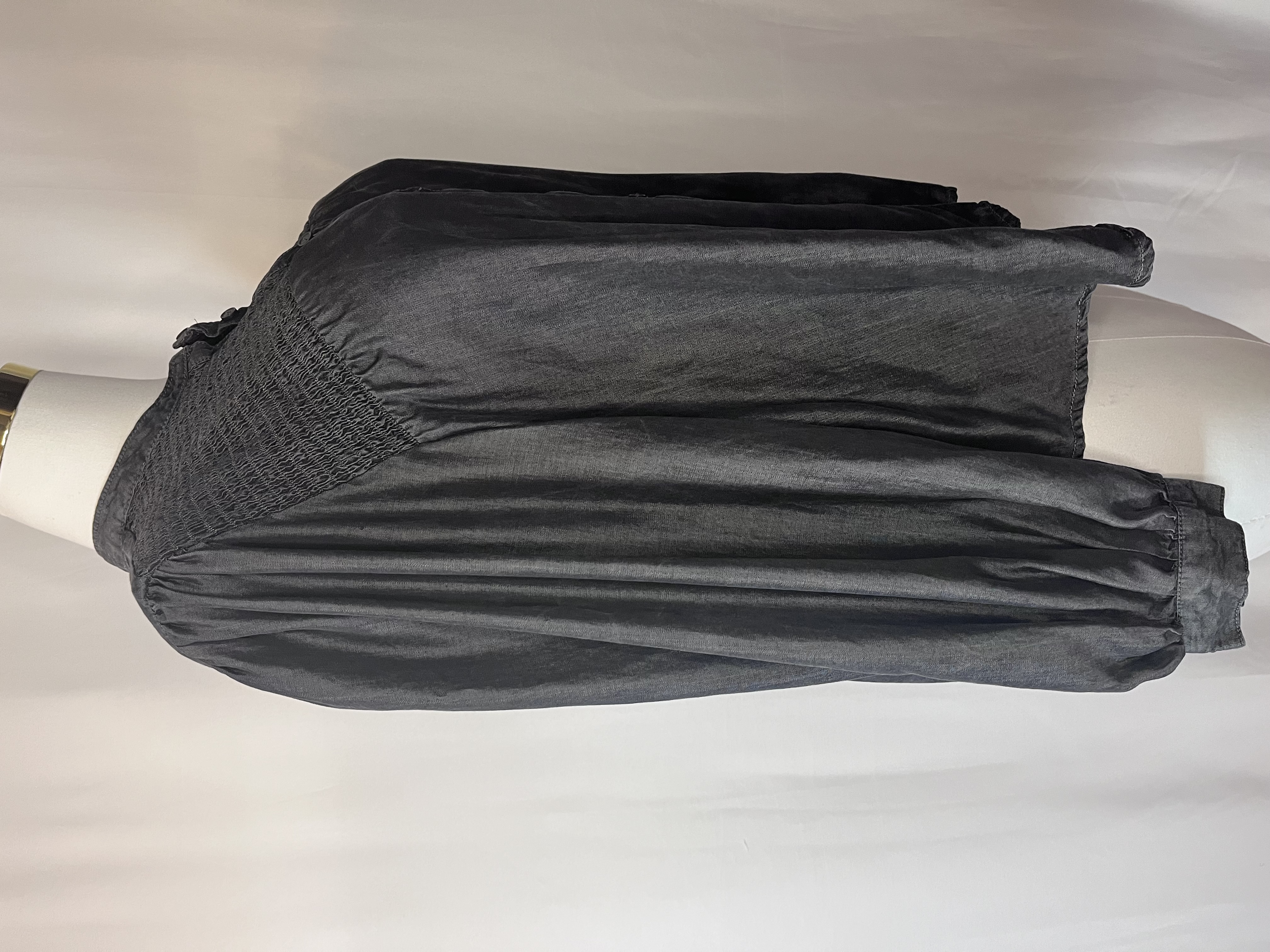 Time and Thru - Gray Long-Sleeve Button-Up Blouse