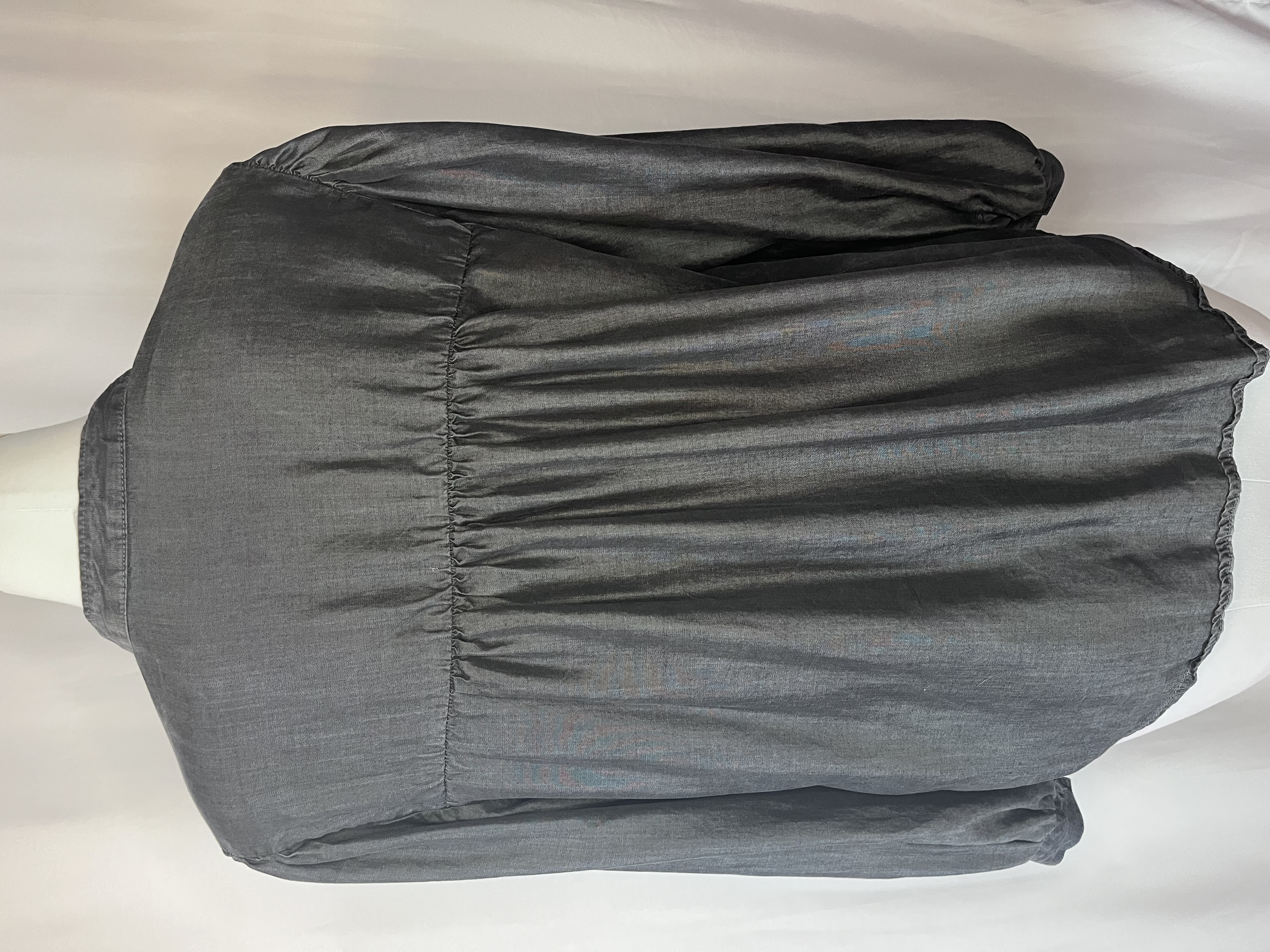 Time and Thru - Gray Long-Sleeve Button-Up Blouse