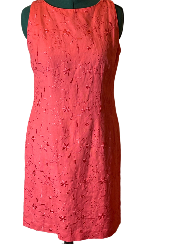 Embroidered Pink Sleeveless Dress (size 14)