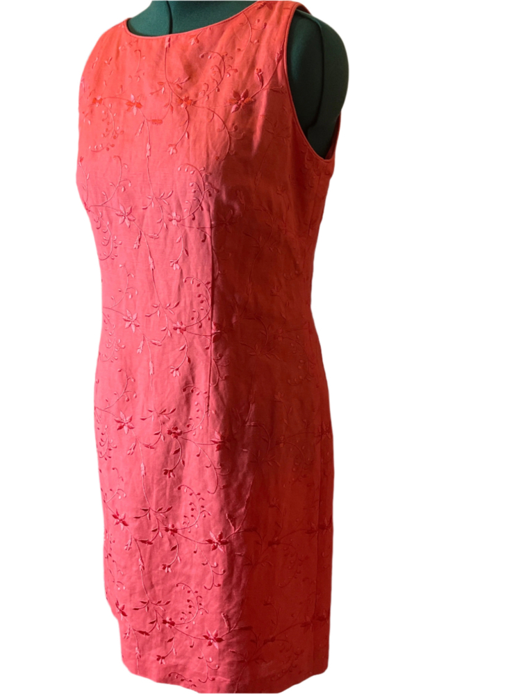 Embroidered Pink Sleeveless Dress (size 14)
