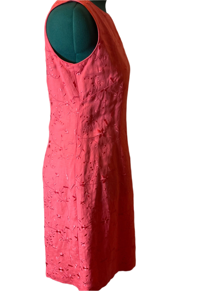 Embroidered Pink Sleeveless Dress (size 14)