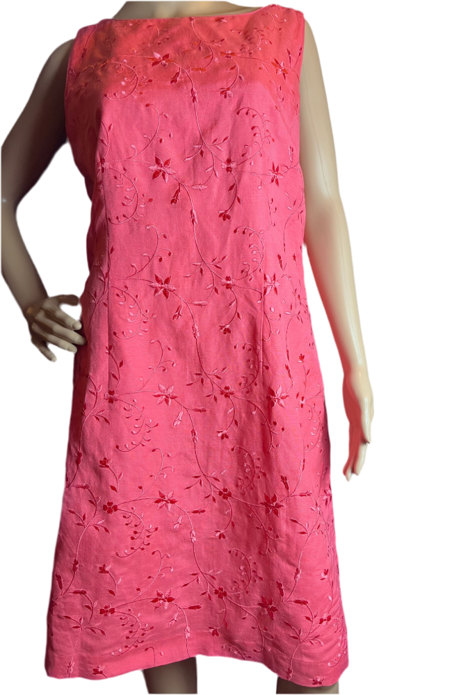 Embroidered Pink Sleeveless Dress (size 14)