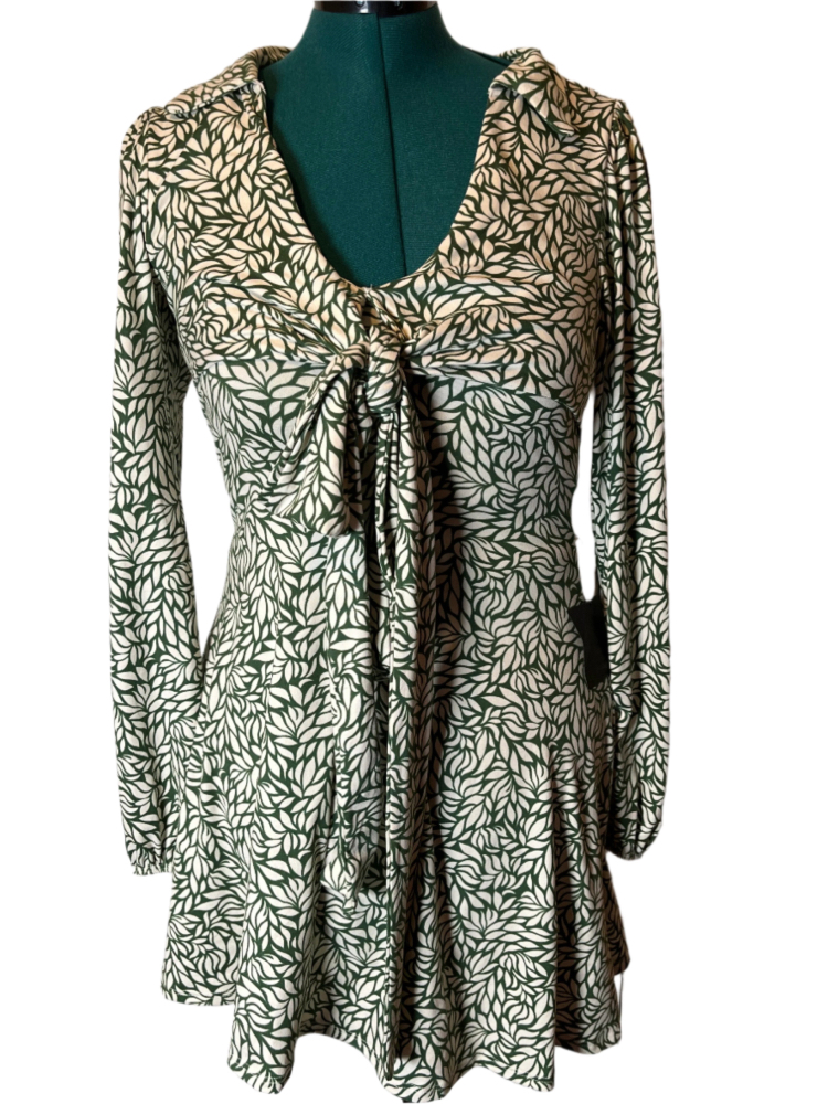 Lulus- Green and White Patterned Dress (size M)
