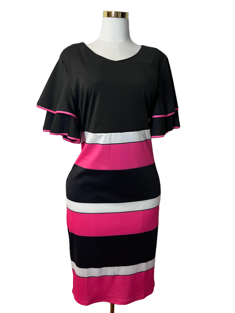 Stylish Women's Striped Midi Dress (2XL)