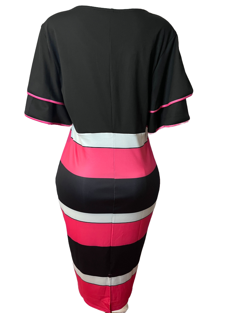 Stylish Women's Striped Midi Dress (2XL)