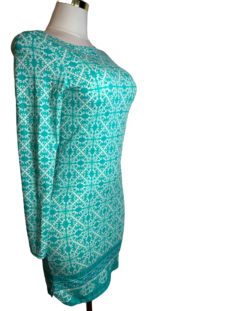 Elegant Green Patterned Dress (size M)