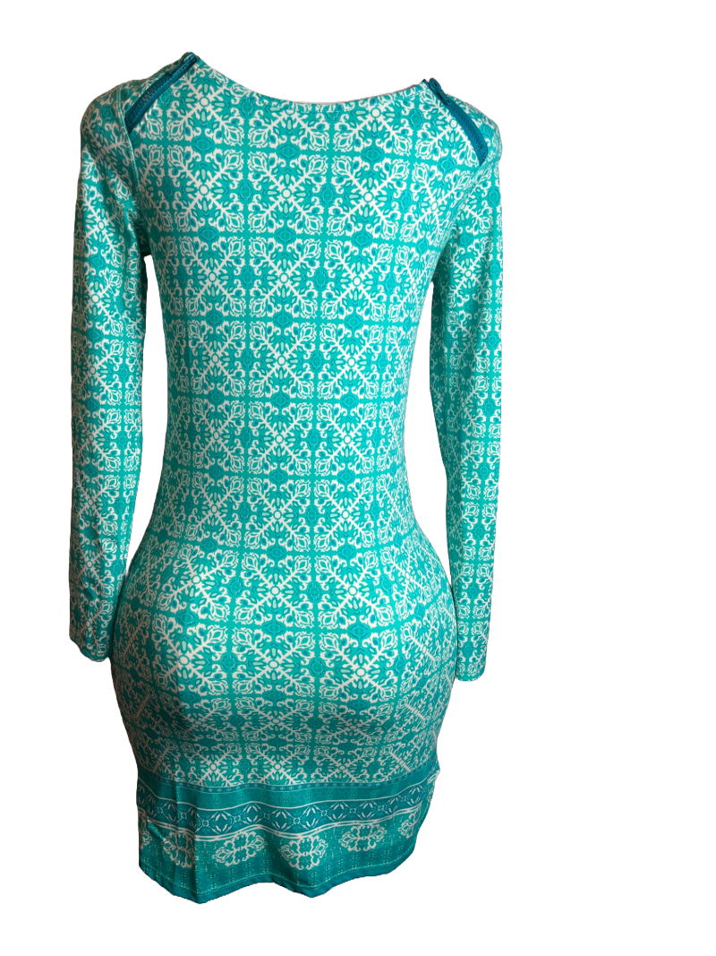 Elegant Green Patterned Dress (size M)