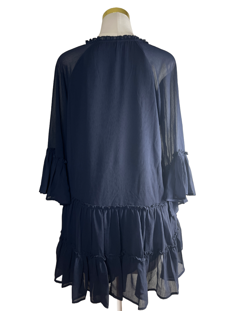Roaman’s -Blue Sheer Ruffle Dress (size 16W)