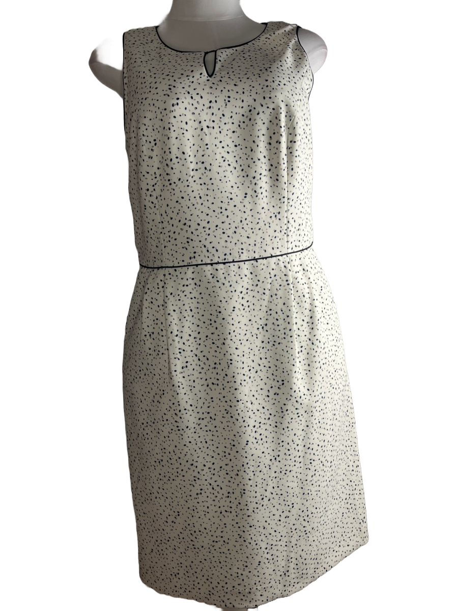 JM Studio-White Dress with Black Dots