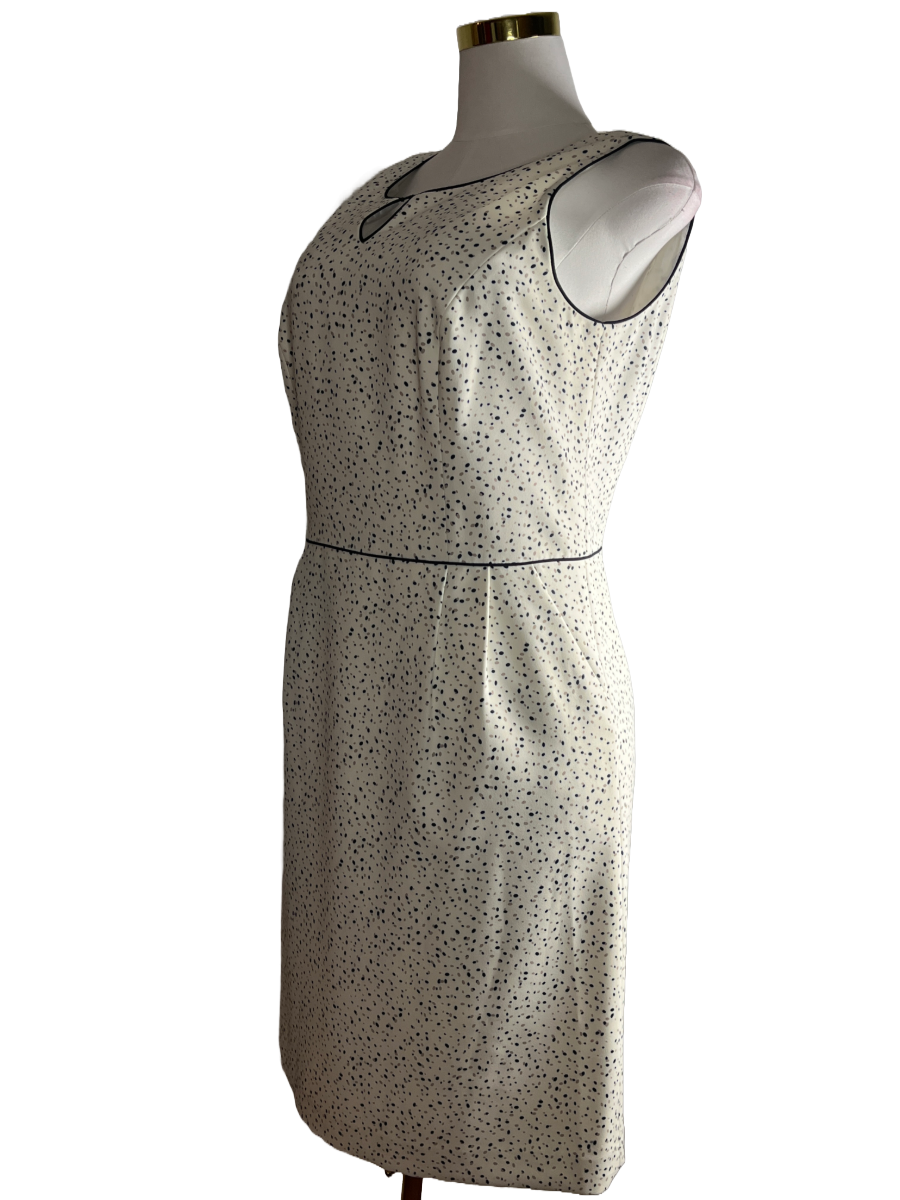 JM Studio-White Dress with Black Dots