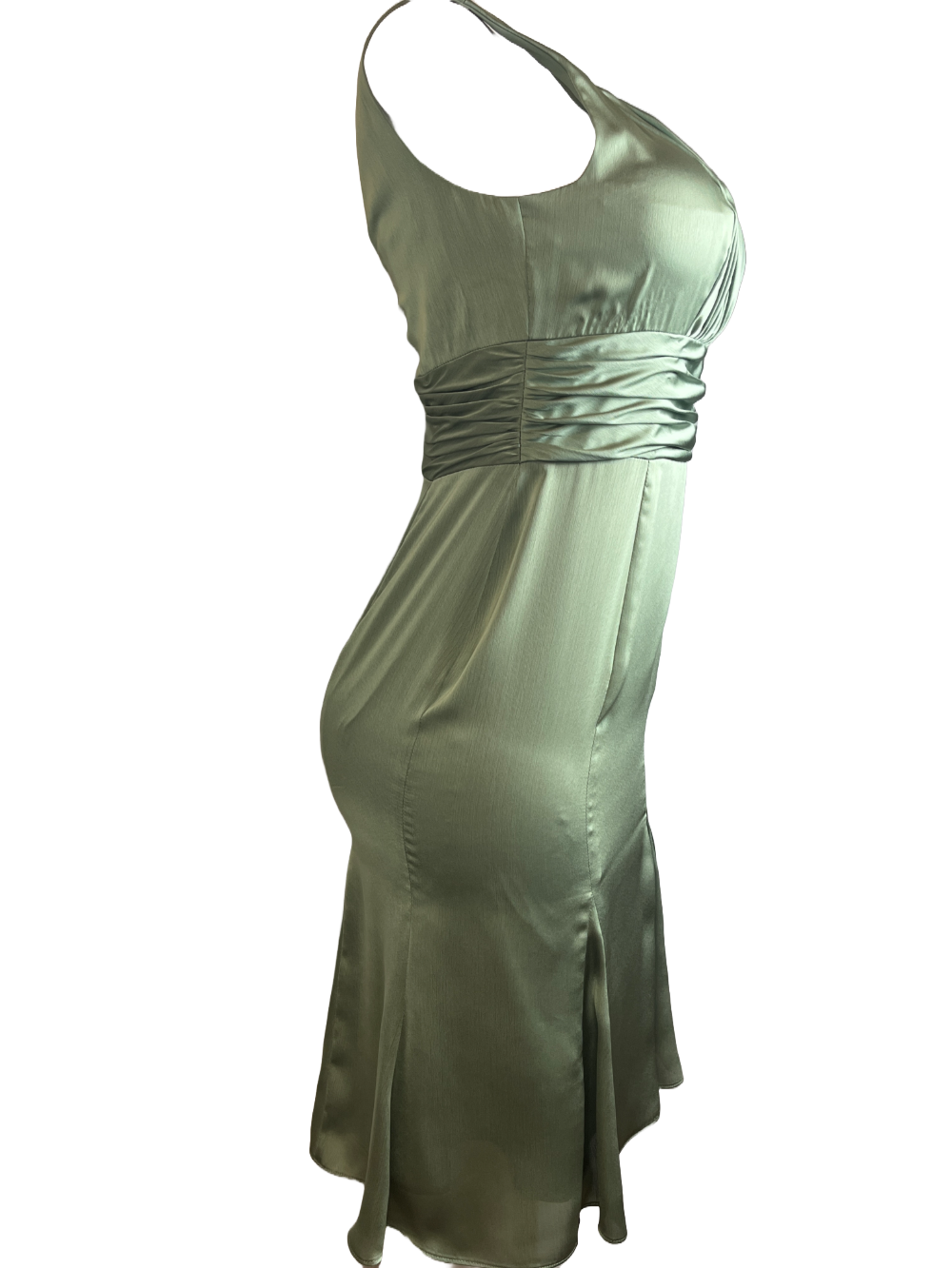 Vineyard Collection -Elegant Green Satin Dress