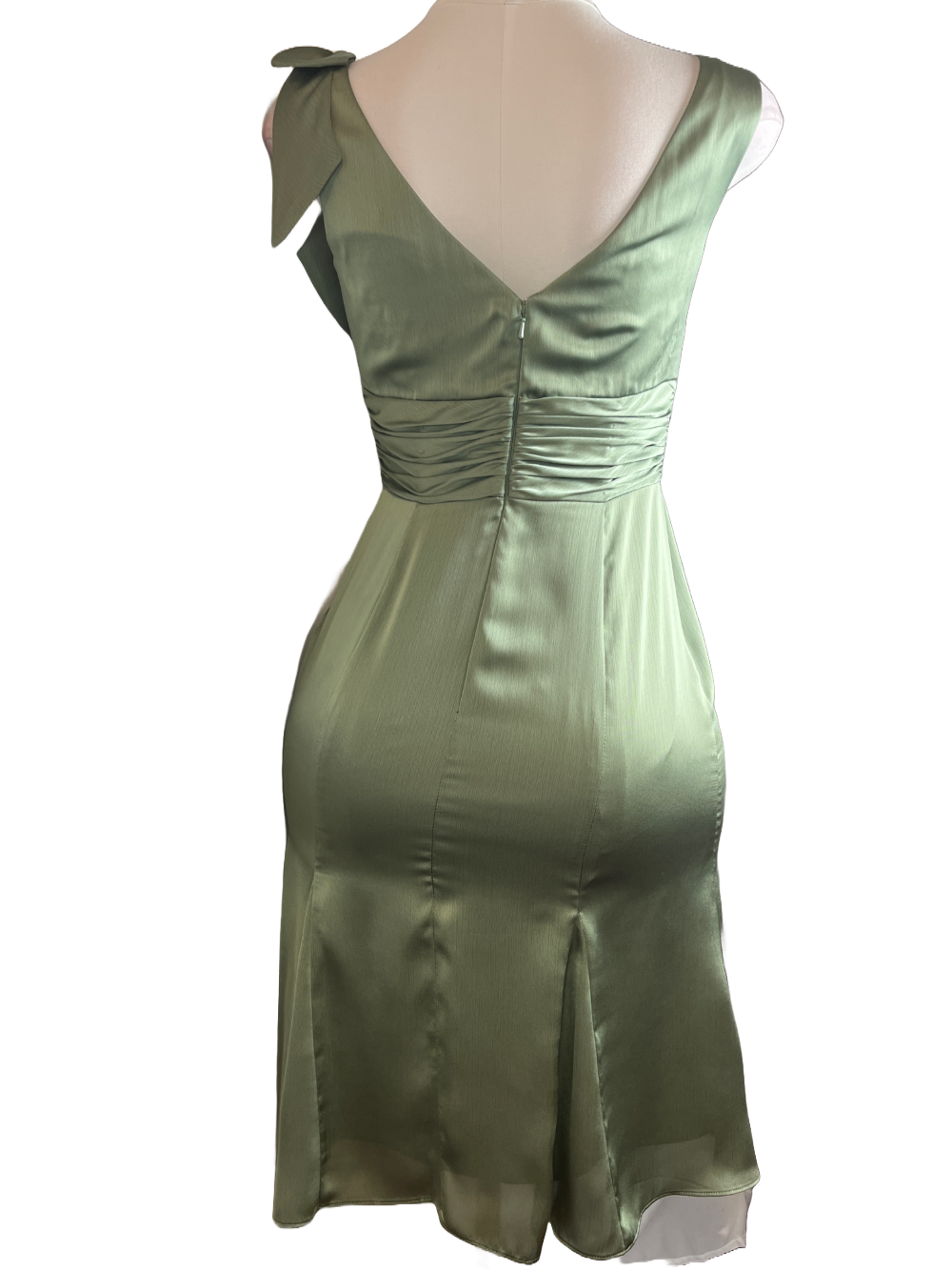Vineyard Collection -Elegant Green Satin Dress