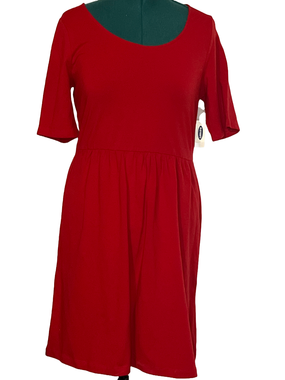 New with Tag-Effortless Elegance – Old Navy Red Short Sleeve Dress (L)