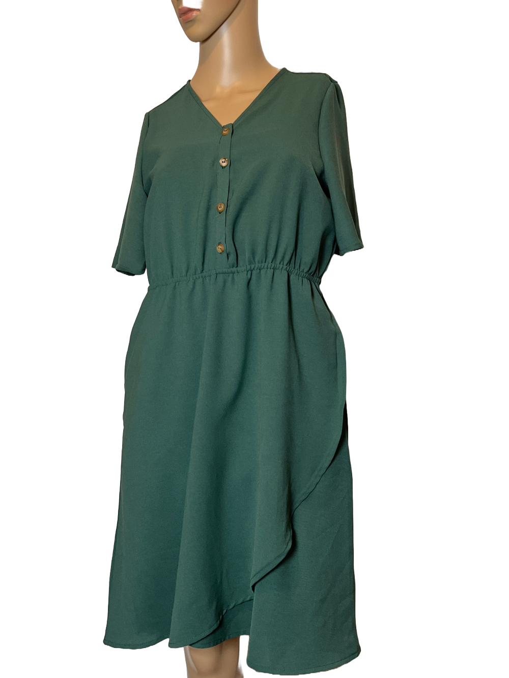Women’s Green Short Sleeve Wrap Dress – Size Small