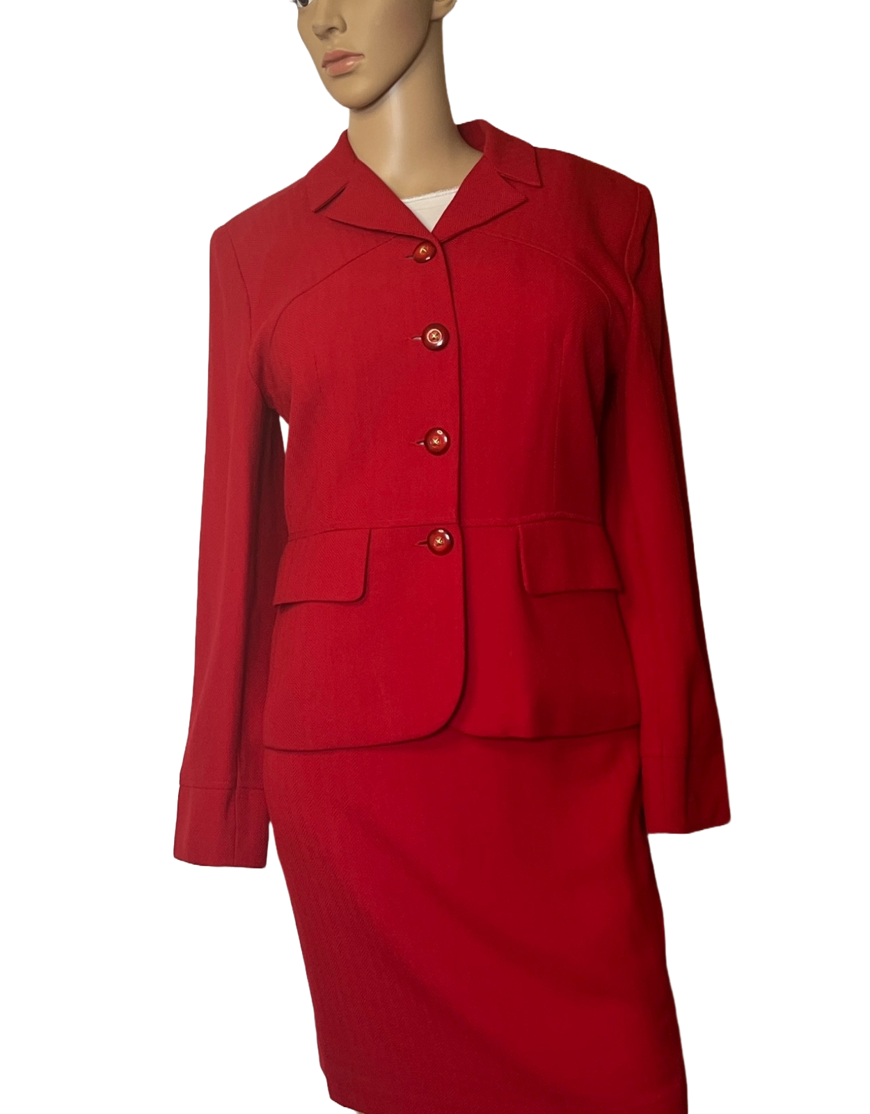 Bold & Chic: Barami Red Skirt Suit - Size 6