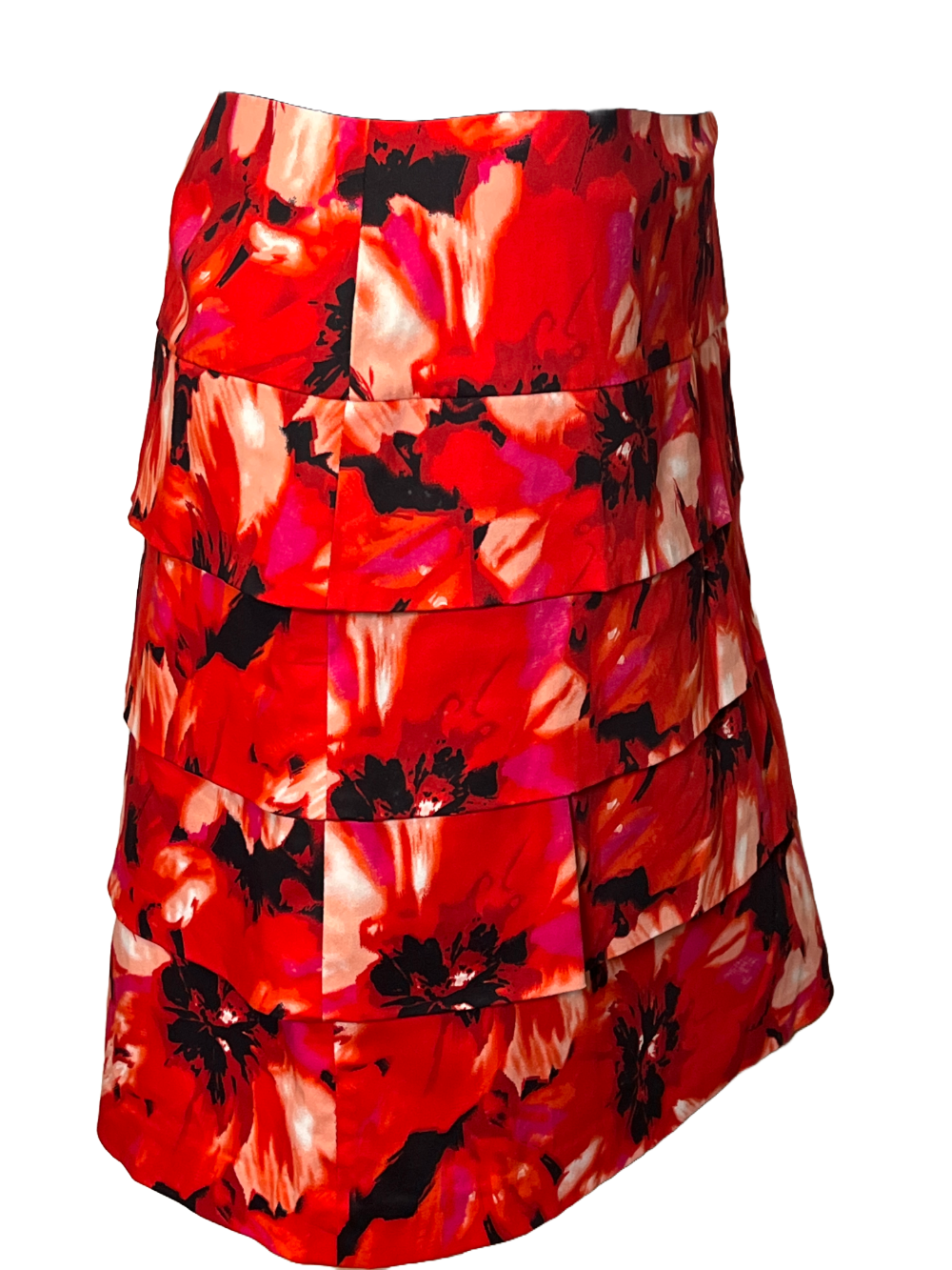 Effortless Elegance: Size 6 Red Floral Skirt by Larry Levine
