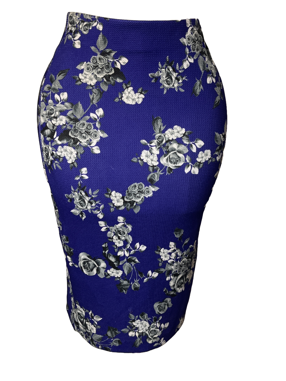 Blue Breeze: Stretch Floral Skirt by Éci Royal Blue-L 