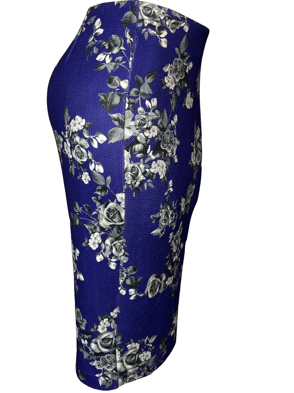 Blue Breeze: Stretch Floral Skirt by Éci Royal Blue-L 