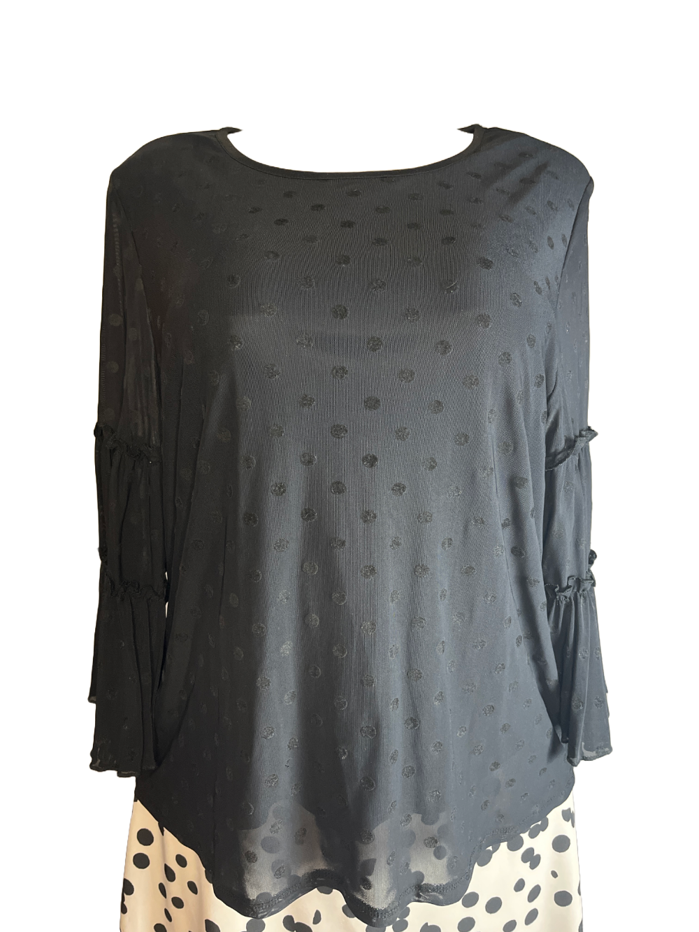 Boho-style blouse – Flowy, lightweight fabric with dramatic bell or kimono sleeves (size 14/16)