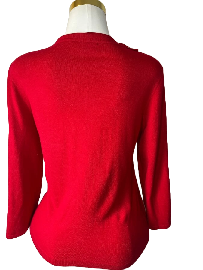 Red Ruffled Neck Sweater (Size L)
