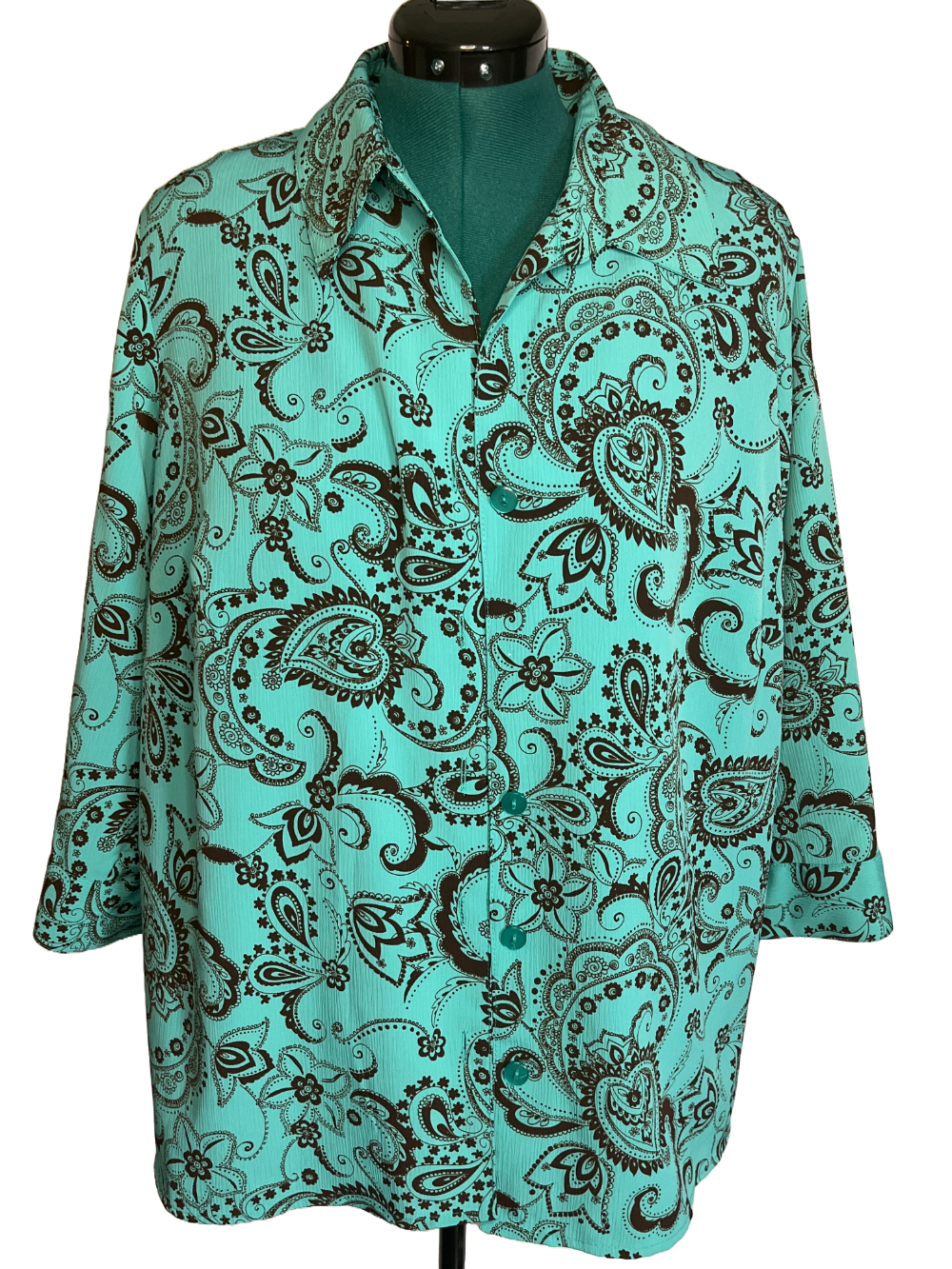 Turquoise Paisley Blouse(size 2x)