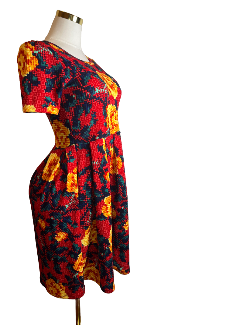 Lula Roe- Floral Patterned Dress (size M)