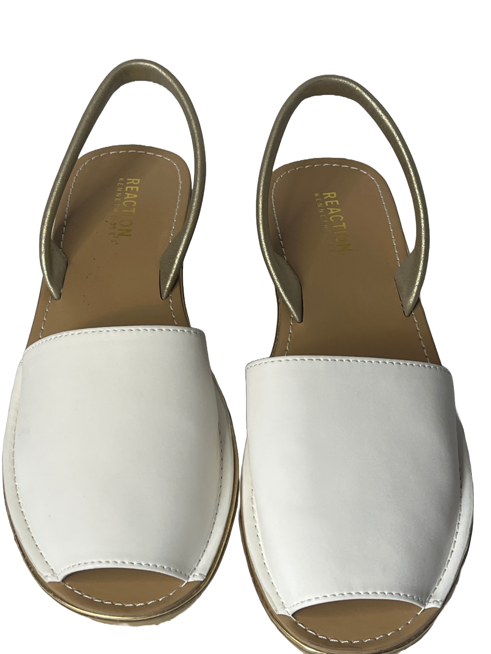 Women’s White Pulled-Back Open-Toe Sandal – Stylish Comfortable Summer Footwear (Size 9.5)