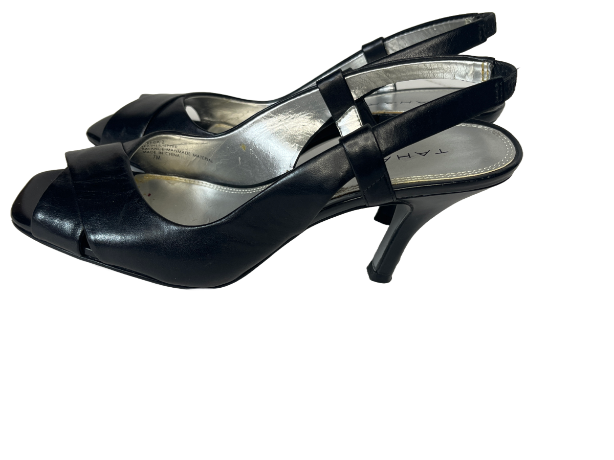 Women's Black Open-Toe Heels (size 7M)